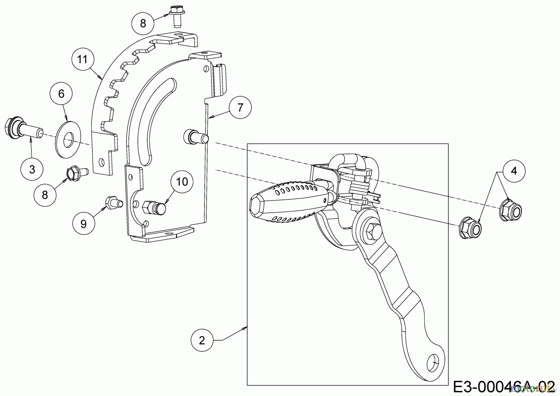 Wolf-Garten Motormäher Expert 46 B P 11A-YA5E650 (2018) Höhenverstellhebel, Raste