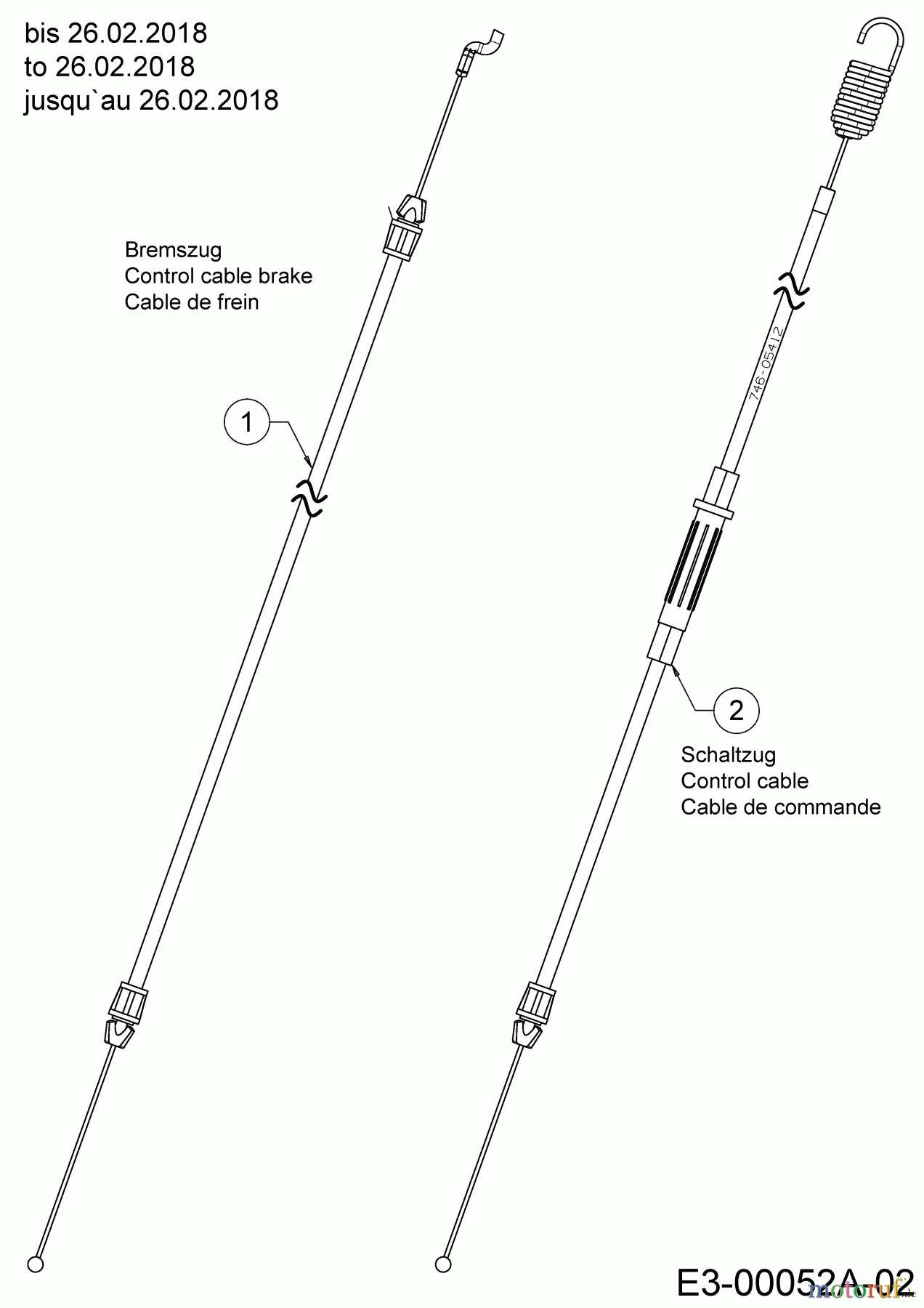 Wolf-Garten Motormäher mit Antrieb Expert 53 B S 12A-ZA7F650 (2018) Bremszug, Schaltzug bis 26.02.2018