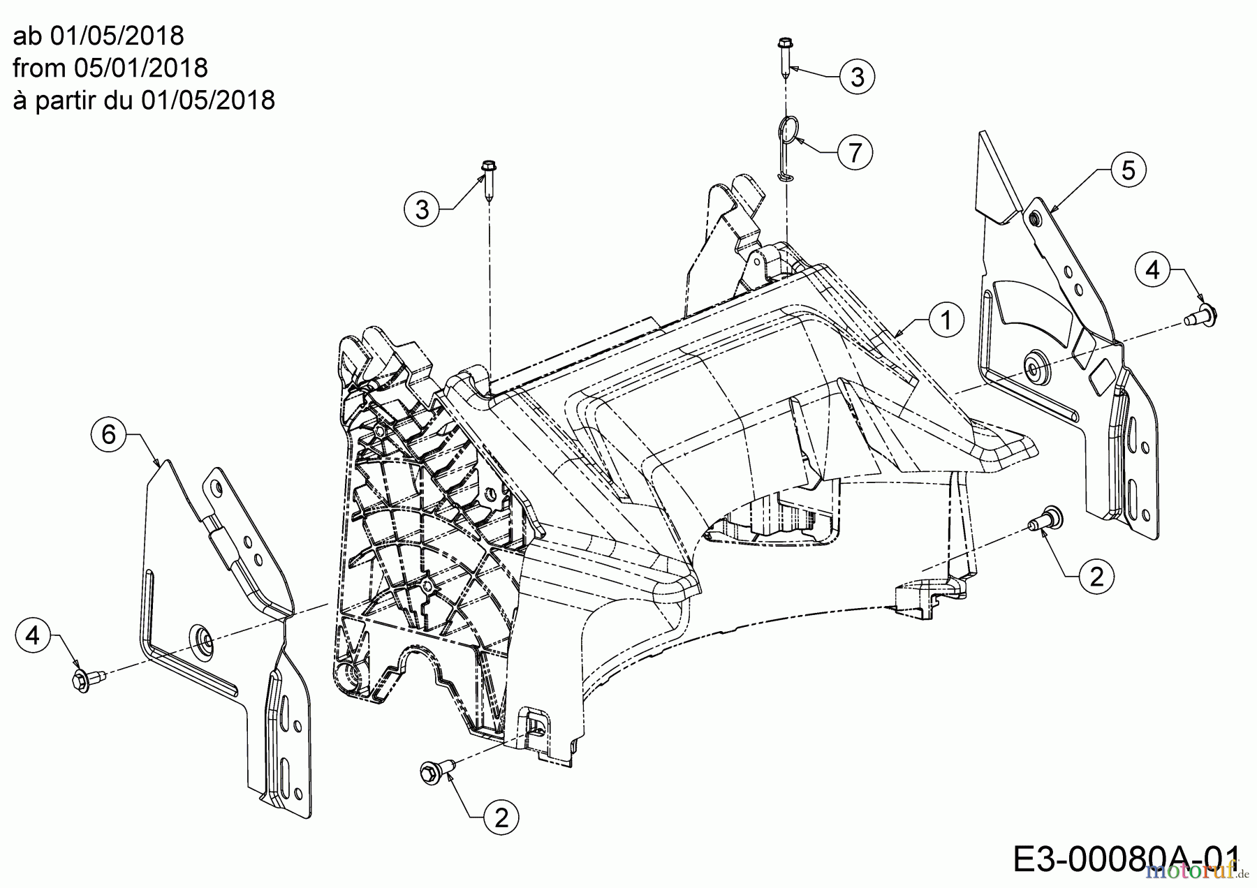Wolf-Garten Motormäher mit Antrieb AT 5300 AHW 12C-PRJ6650 (2019) Abdeckung hinten, Holmbraketten ab 01/05/2018