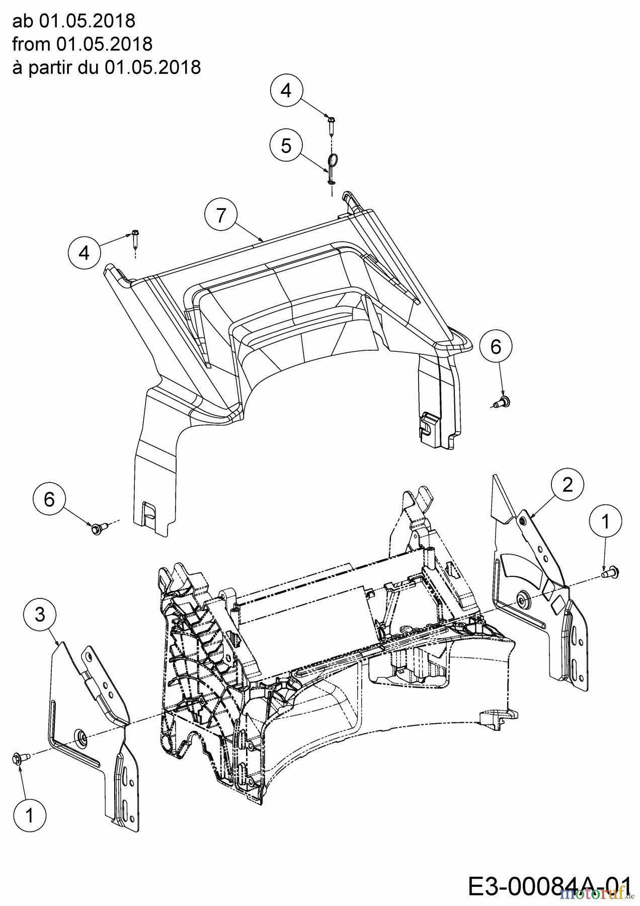 Wolf-Garten Motormäher mit Antrieb Expert 460 AE 12AETUS7650 (2018) Abdeckung hinten, Holmbraketten