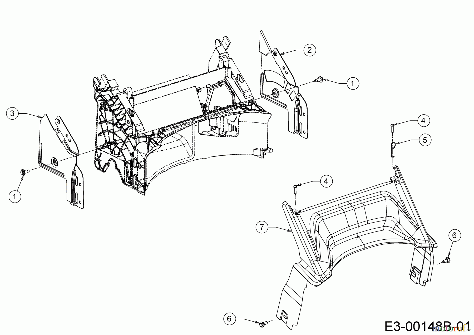 Wolf-Garten Motormäher A 4200 11B-LOSC650 (2019) Abdeckung hinten, Holmbraketten