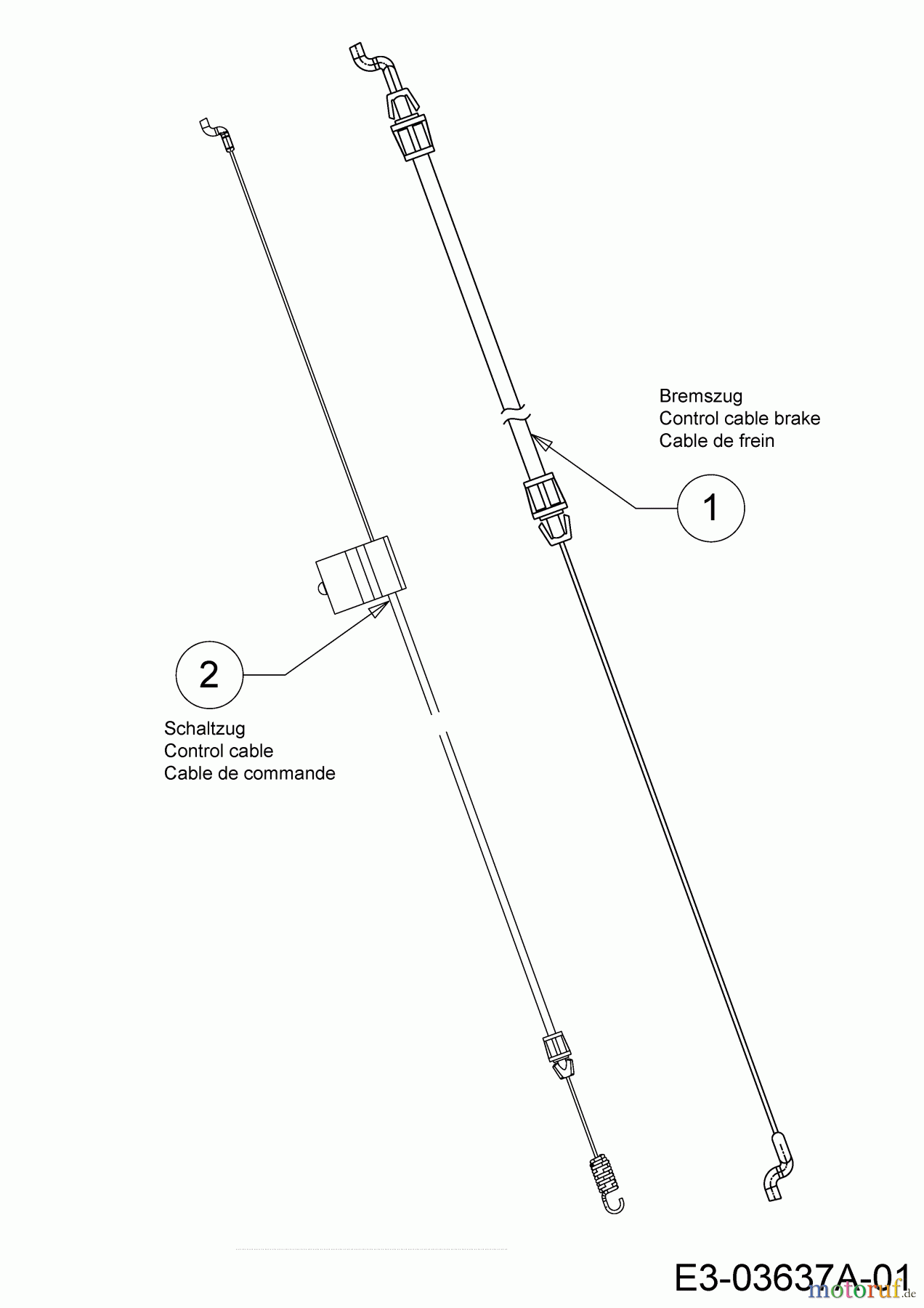 Wolf-Garten Motormäher mit Antrieb WA 53 AHW 12A-PV5L650 (2019) Bremszug, Schaltzug