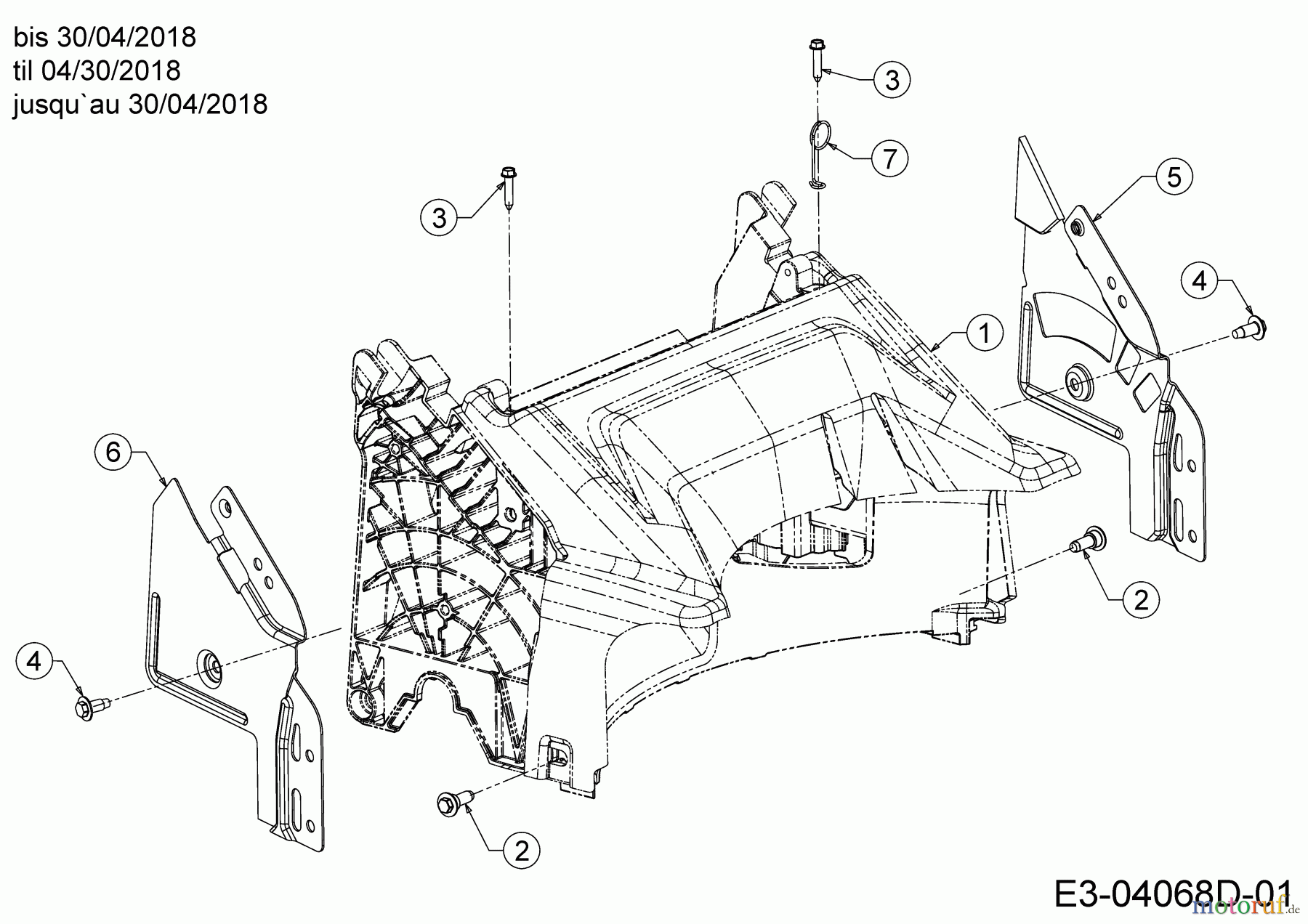  Wolf-Garten Motormäher mit Antrieb Expert 530 A 12C-PUKC650  (2018) Abdeckung hinten, Holmbraketten bis 30/04/2018