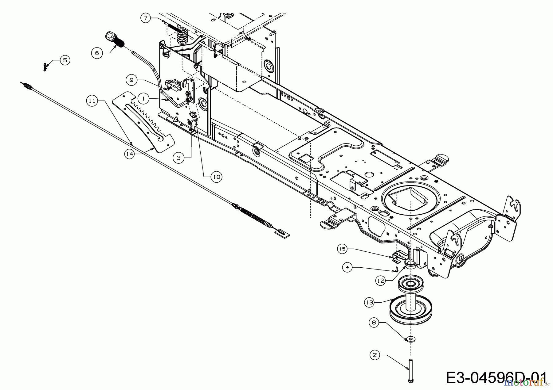 Wolf-Garten Rasentraktoren Expert 107.175 H 13HD93WG650 (2016) Mähwerkseinschaltung, Motorkeilriemenscheibe