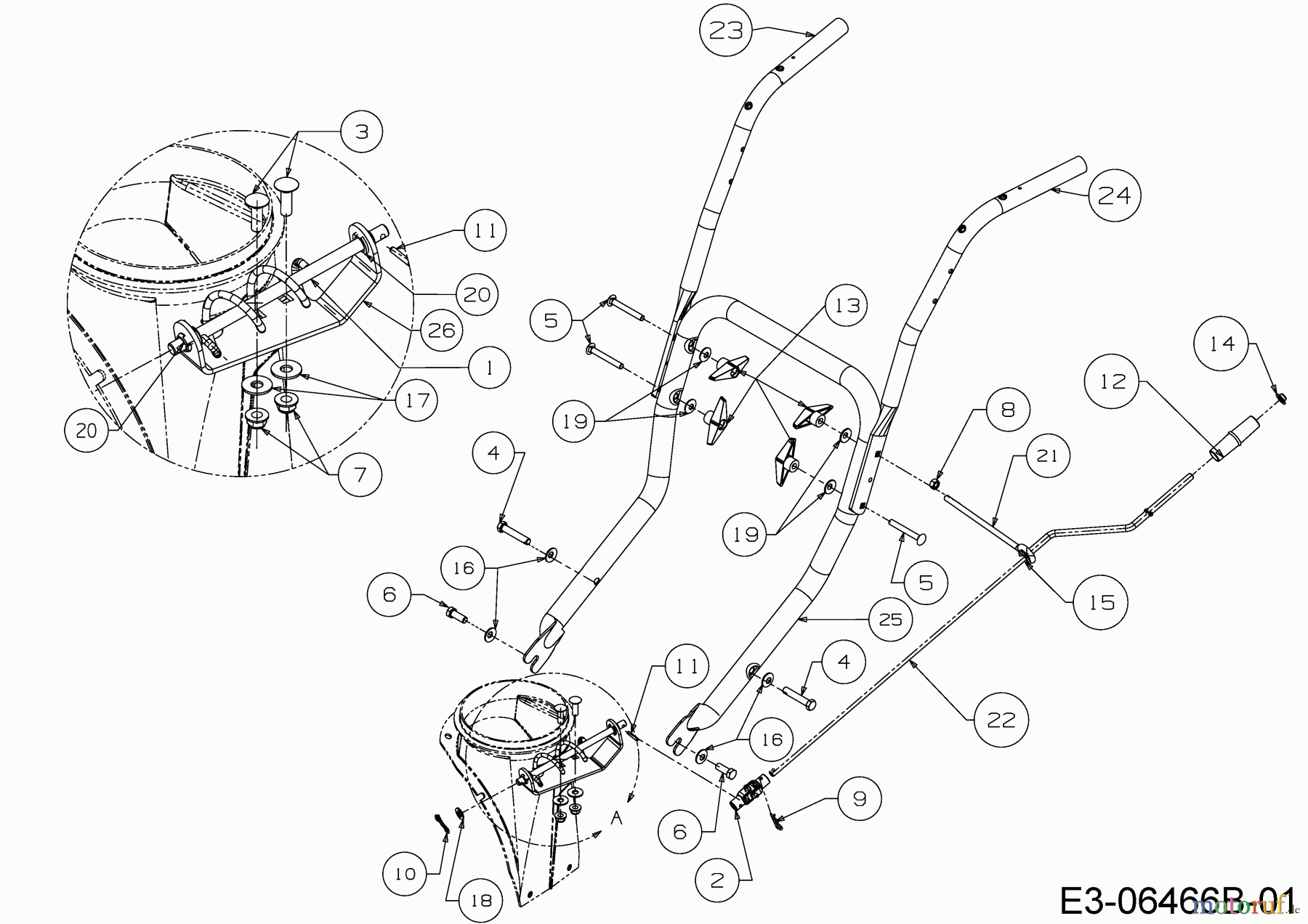 Wolf-Garten Schneefräsen Expert 84110 31AY95SV650 (2016) Holm, Kurbel
