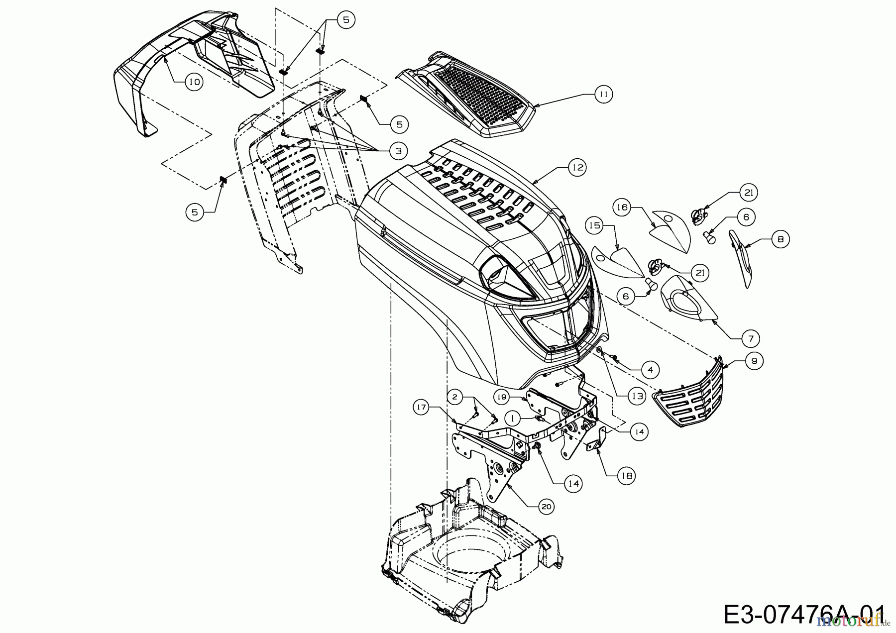 Wolf-Garten Rasentraktoren A 92 H 13AH71RE650 (2020) Motorhaube R-Style