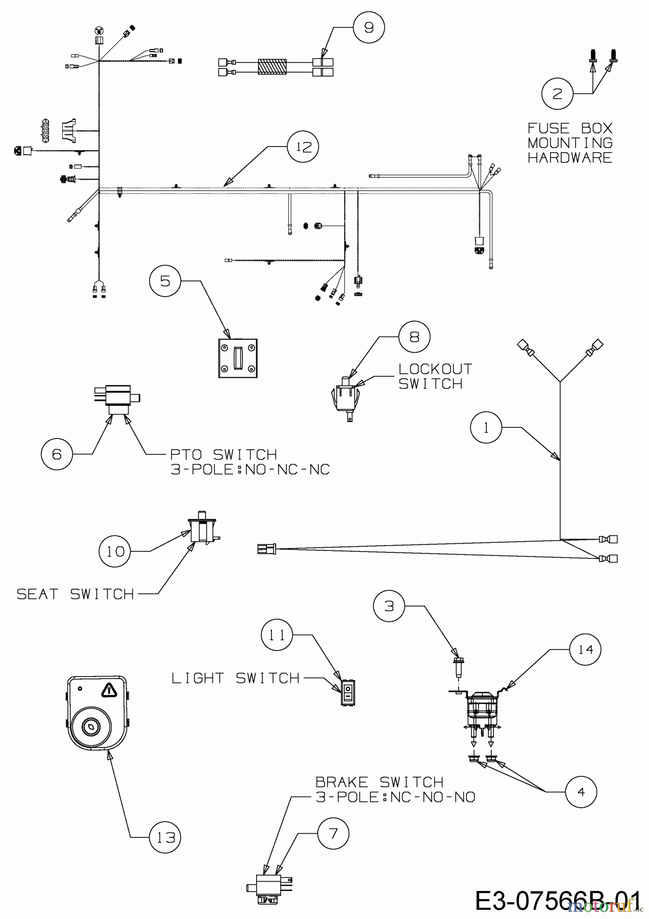 Wolf-Garten Rasentraktoren Expert 92.220 H 13HF91WI650 (2014) Elektroteile
