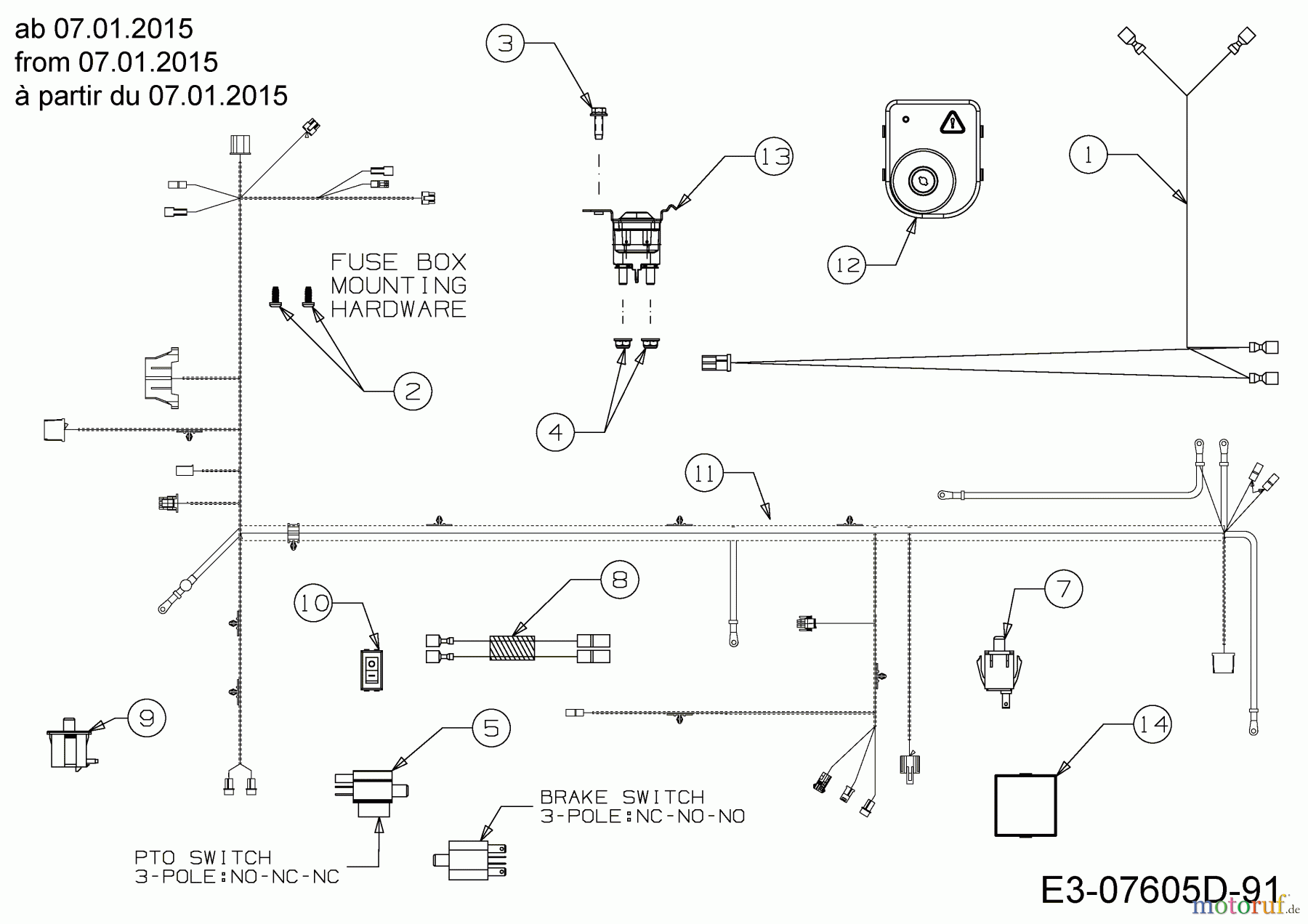 Wolf-Garten Rasentraktoren Expert 122.240 H 13II91WJ650 (2015) Elektroteile ab 07.01.2015