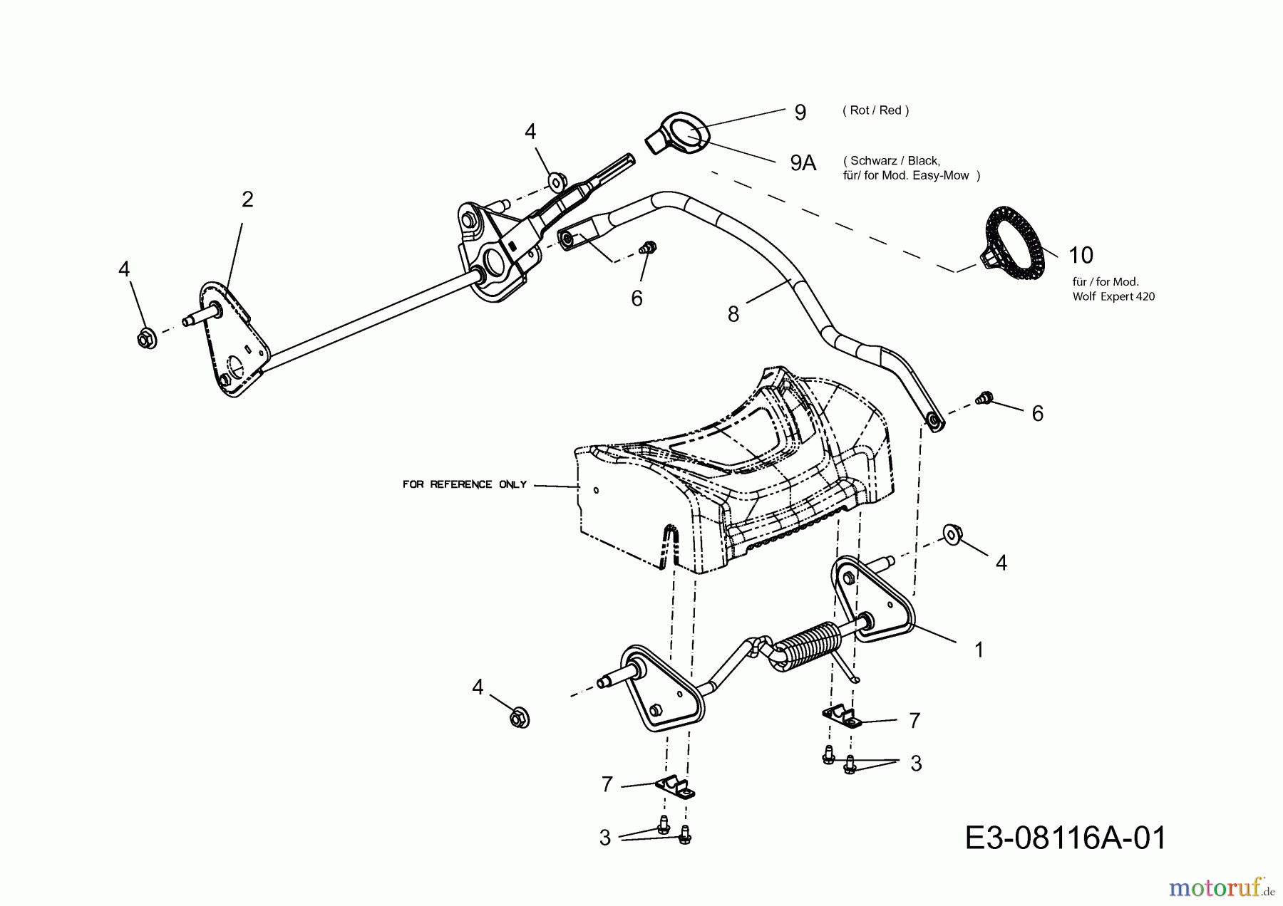 Wolf-Garten Motormäher Expert 420 11A-LUSC650 (2015) Höhenverstellung