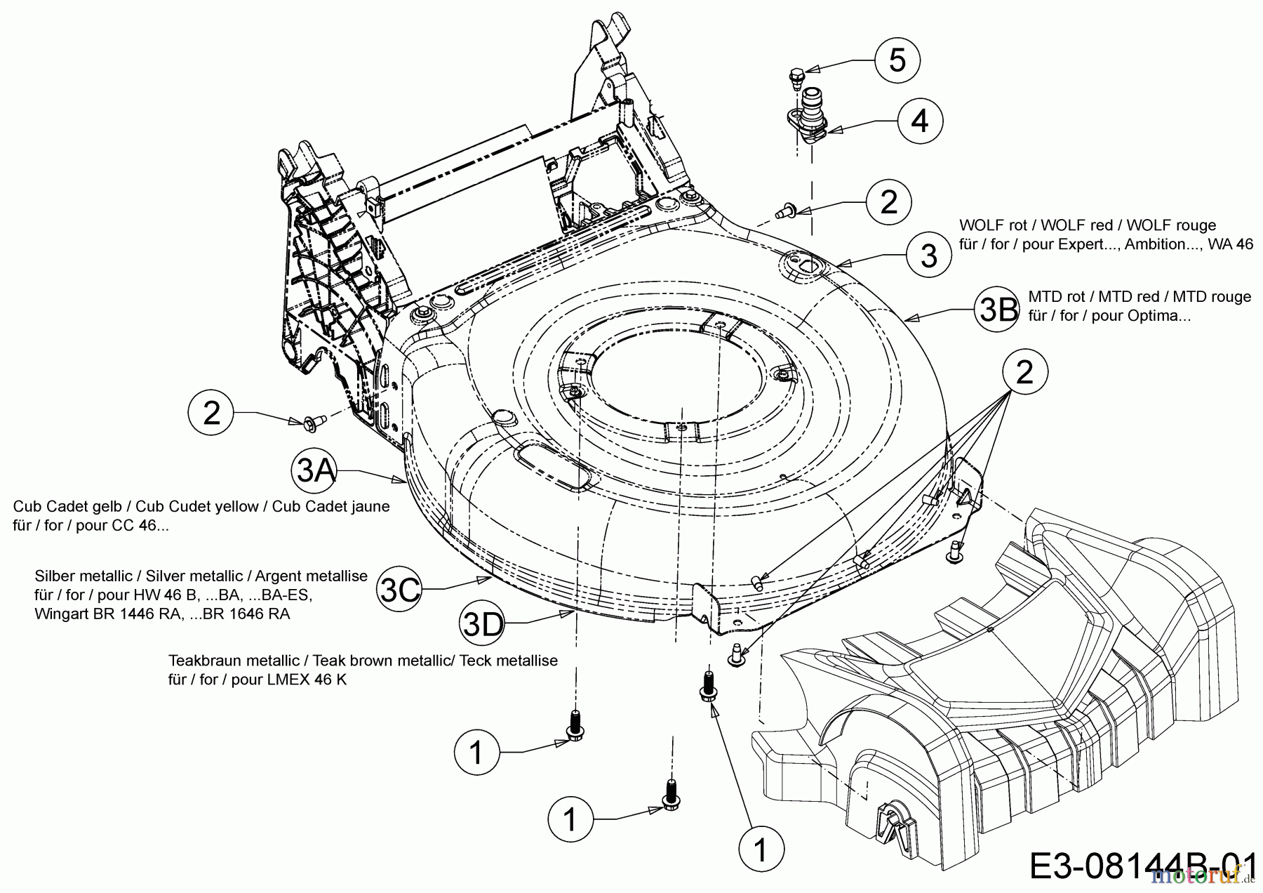 Wolf-Garten Motormäher mit Antrieb Expert 460 A 12A-TUKC650 (2015) Mähwerksgehäuse, Waschdüse