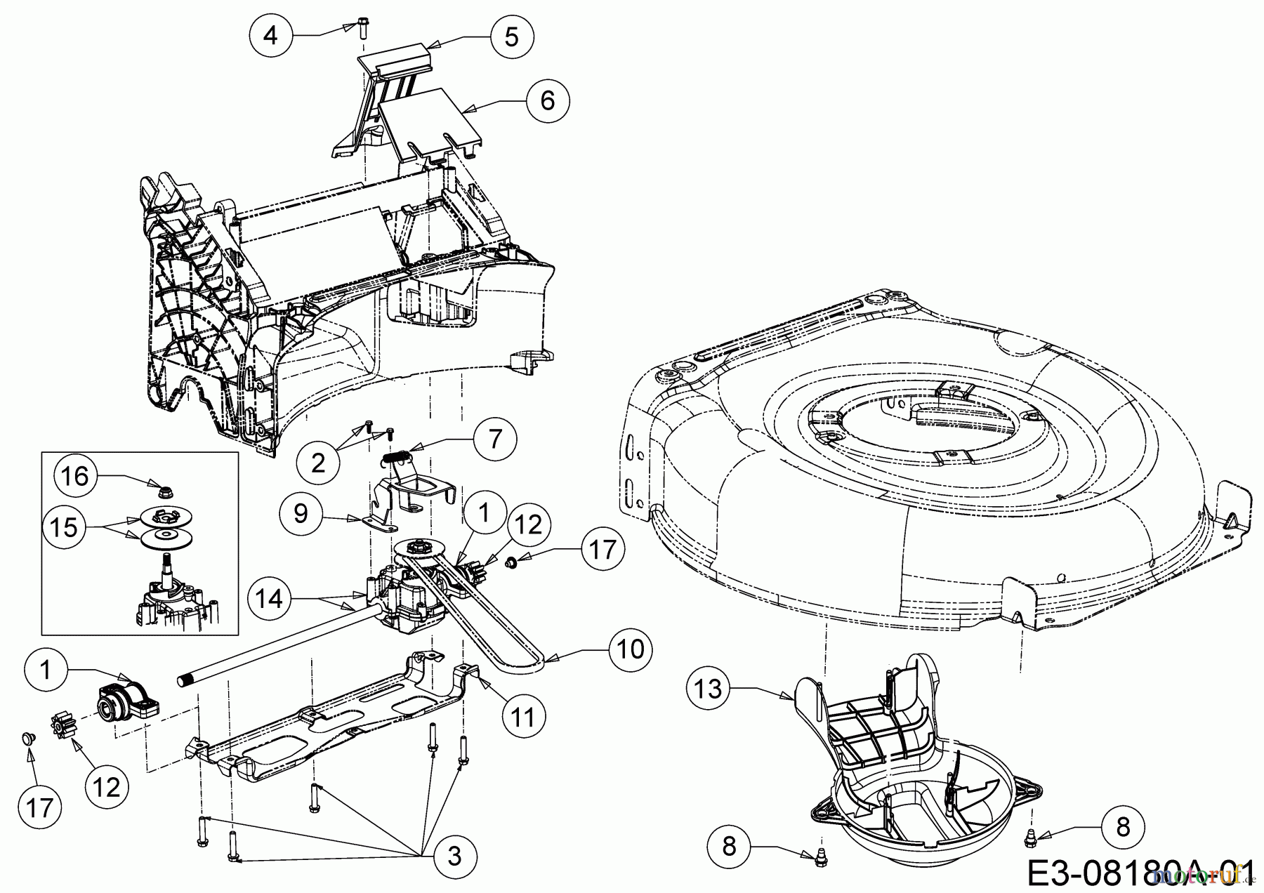 Wolf-Garten Motormäher mit Antrieb Expert 460 A 12A-TUKC650 (2016) Getriebe, Keilriemen