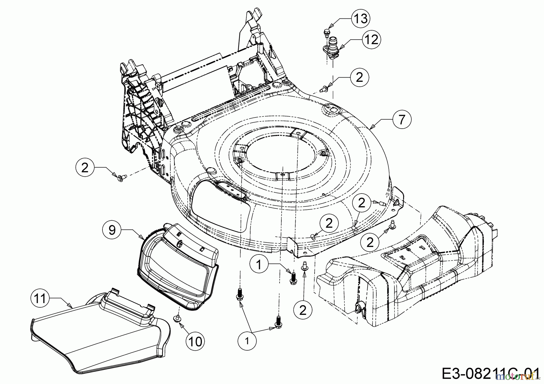 Wolf-Garten Motormäher mit Antrieb Expert 53 BA V HW 12ABPV5L650 (2017) Deflektor, Mähwerksgehäuse, Mulchklappe, Waschdüse