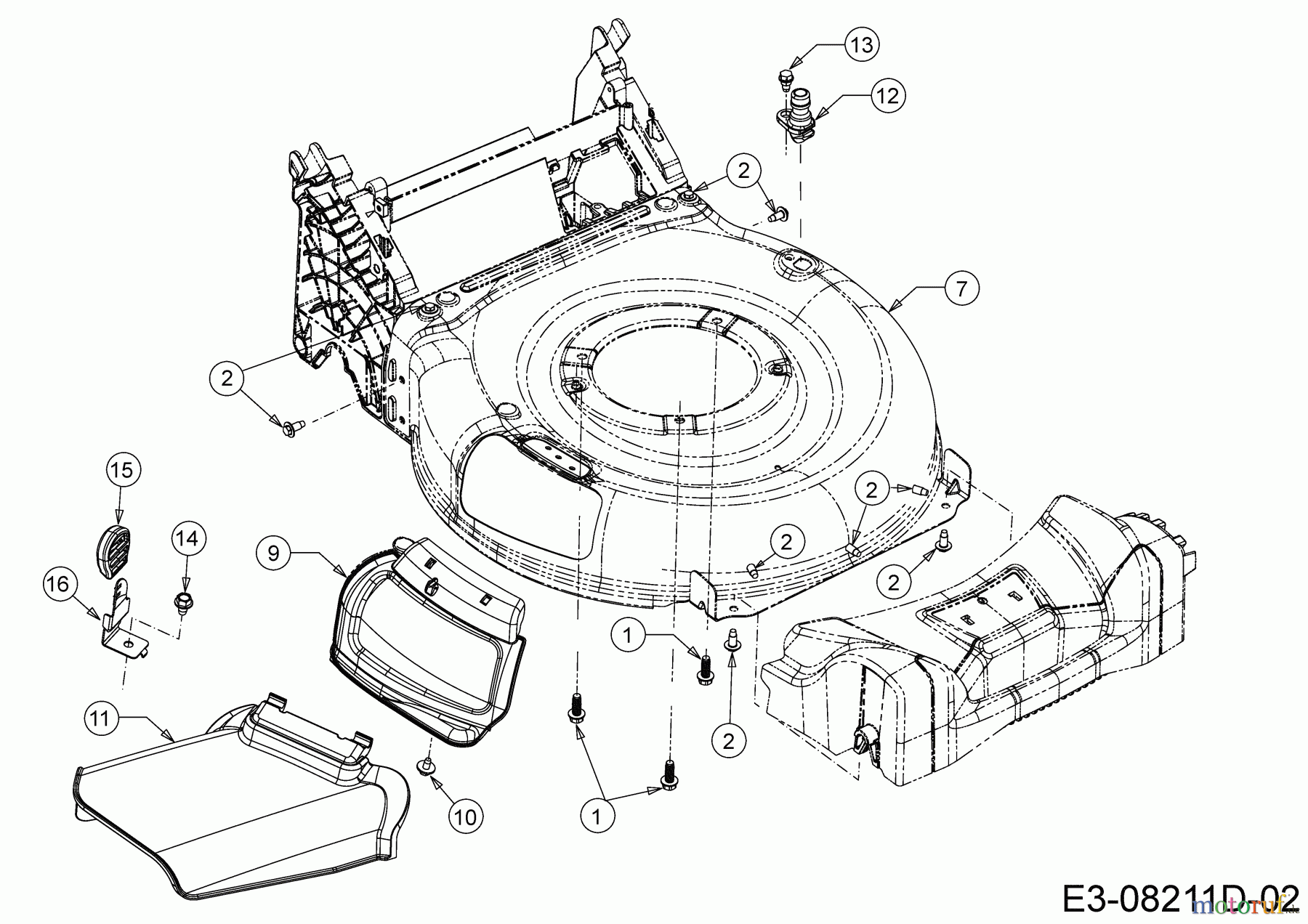 Wolf-Garten Motormäher mit Antrieb A 530 ASPHWIS 12AYPV7E650 (2019) Deflektor, Mähwerksgehäuse, Mulchklappe, Waschdüse