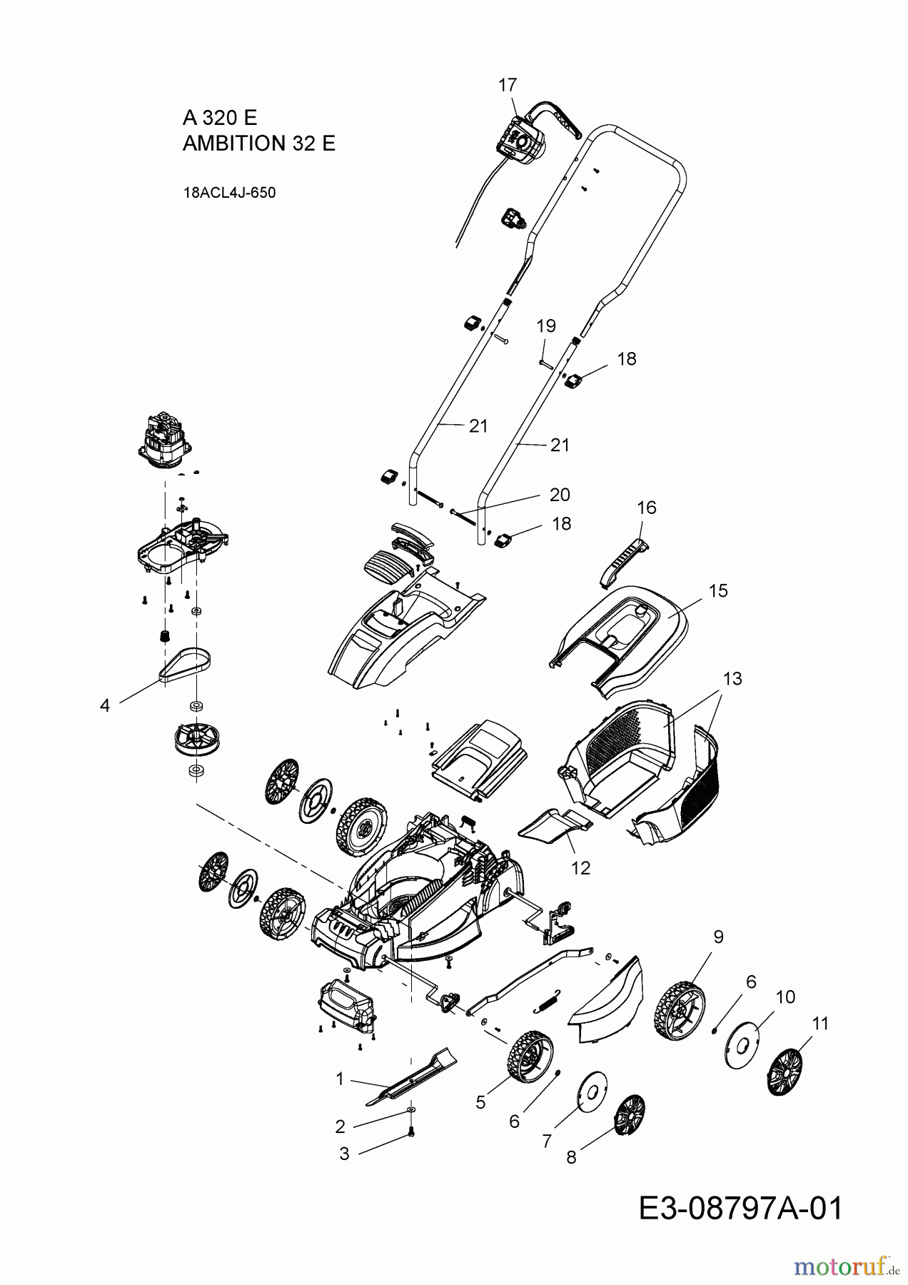 Wolf-Garten Elektromäher A 320 E 18BCL4J-650 (2020) Grundgerät