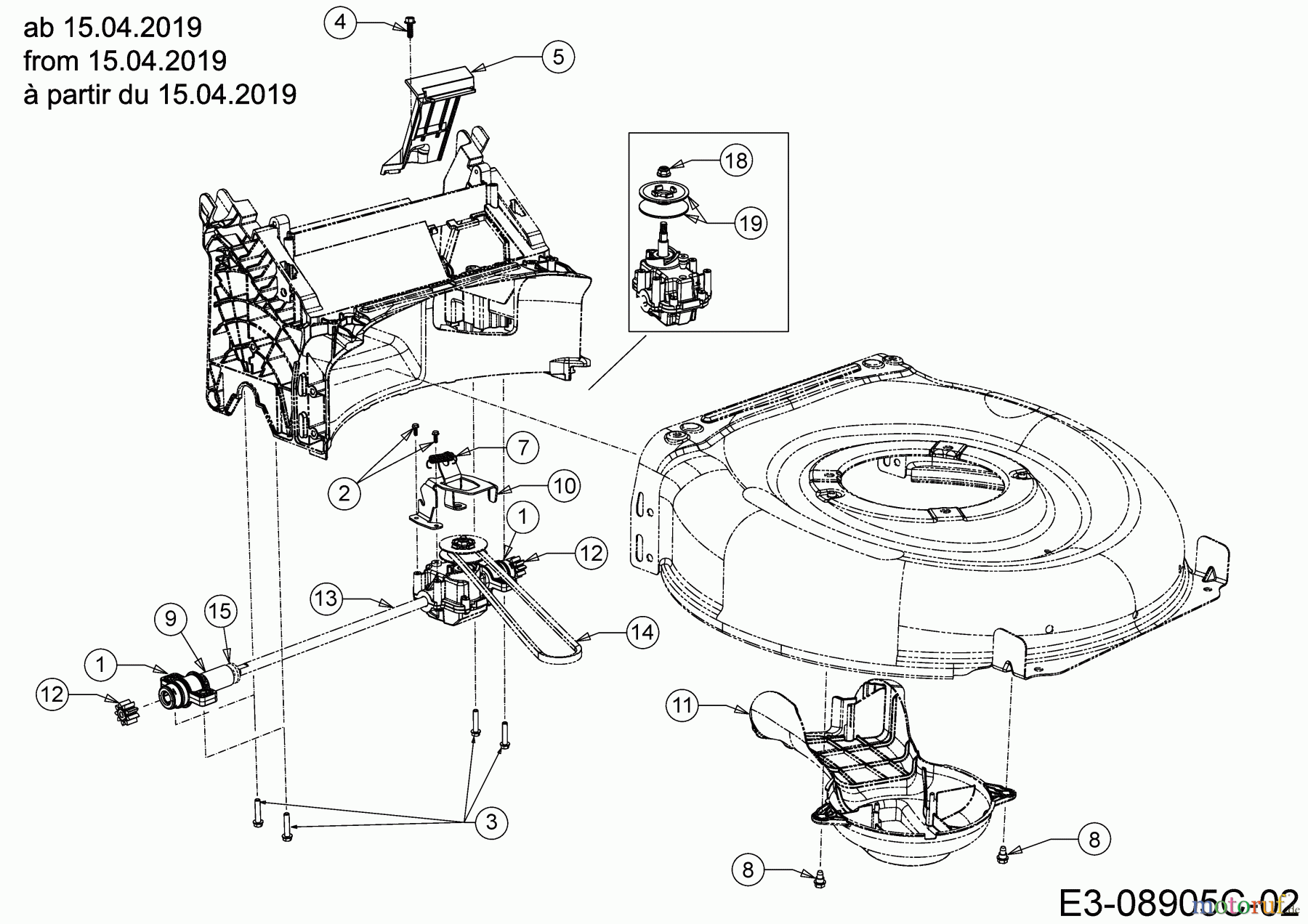 Wolf-Garten Motormäher mit Antrieb A 530 ASPHWIS 12AYPV7E650 (2019) Getriebe, Keilriemen ab 15.04.2019