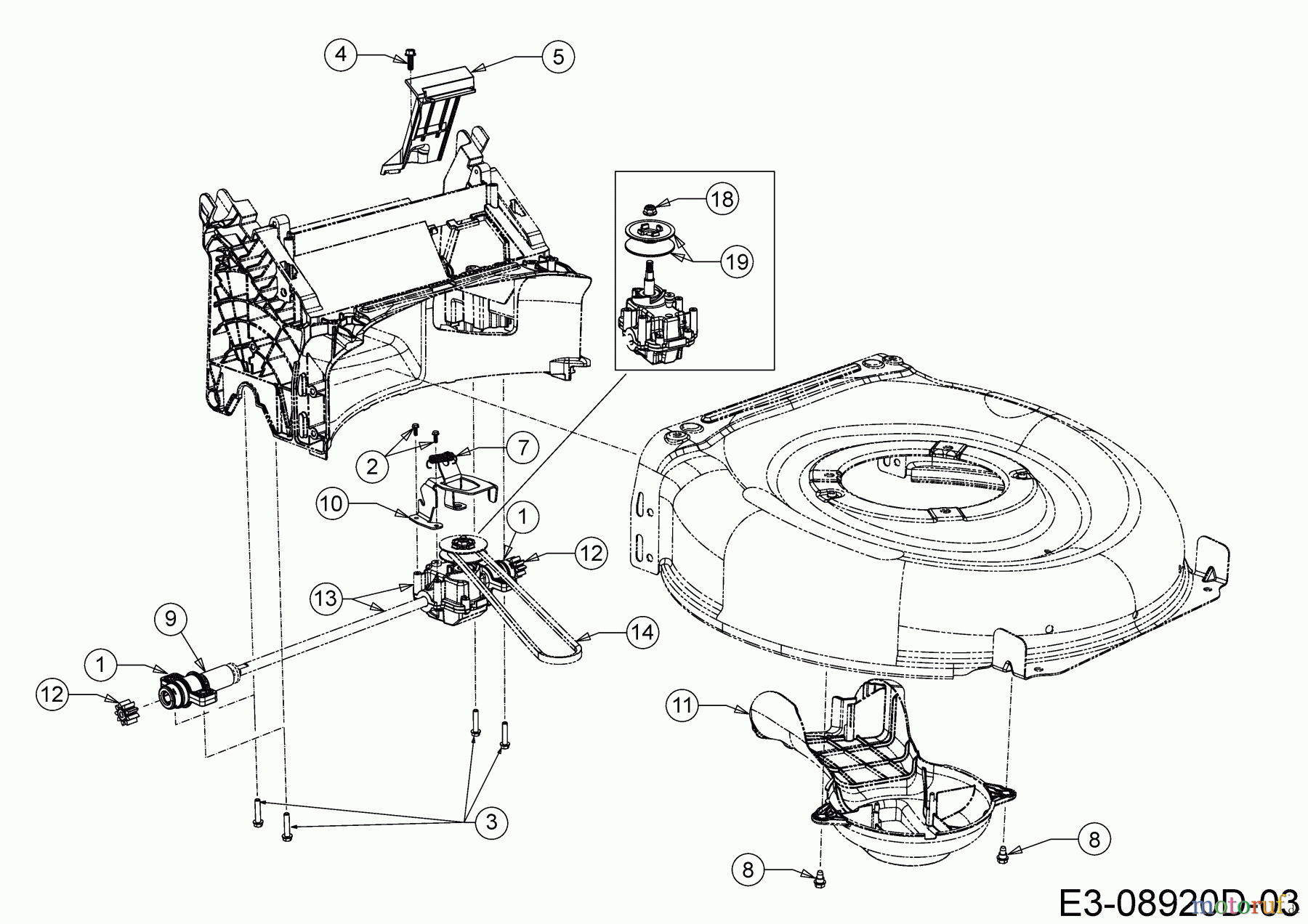 Wolf-Garten Motormäher mit Antrieb A 460 ASPHWIS 12AYTVB9650 (2019) Getriebe, Keilriemen ab 15.04.2019 bis 07.05.2019