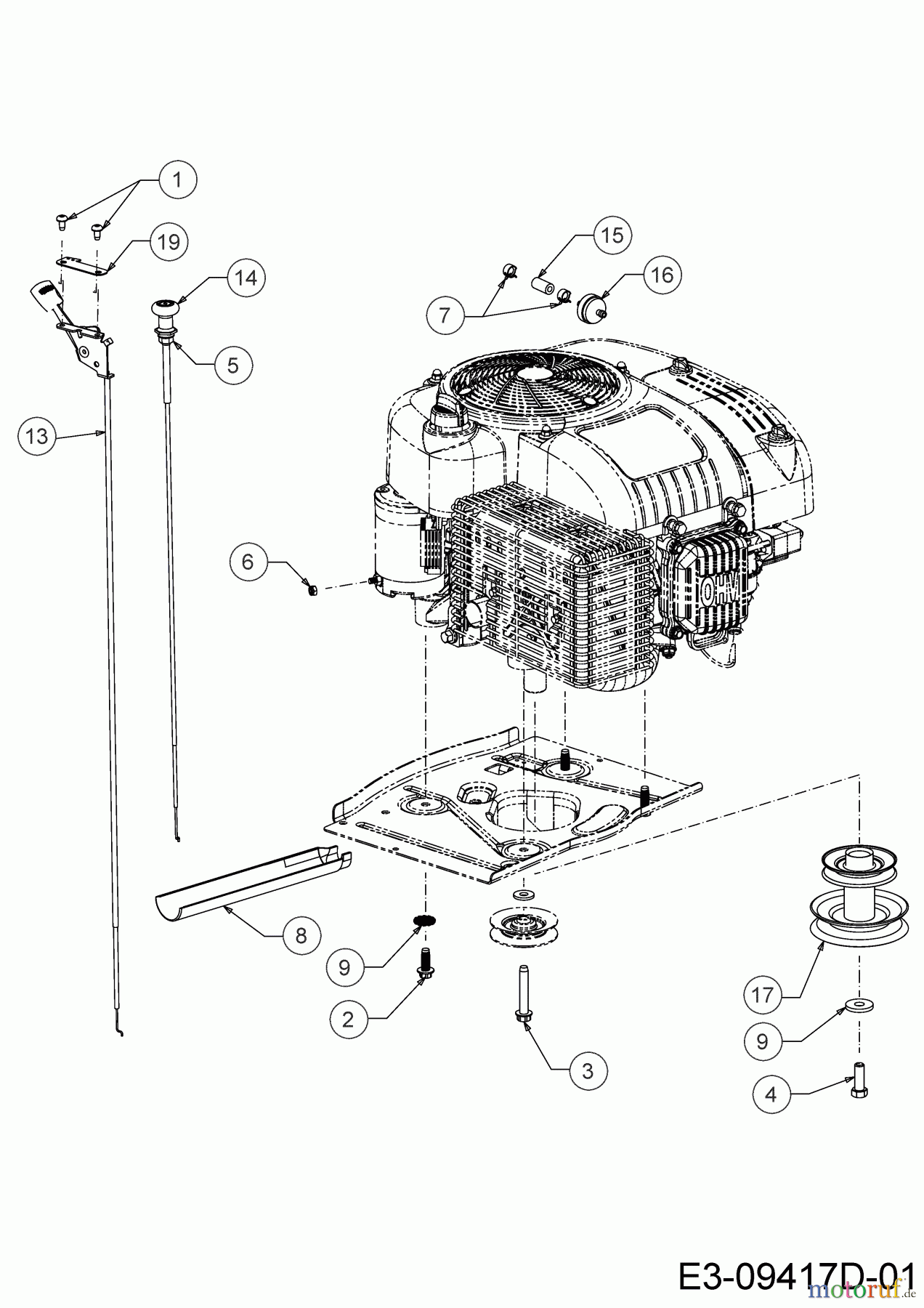  Wolf-Garten Rasentraktoren Scooter Pro Hydro 13A221HD650  (2020) Choke- und Gaszug, Motorkeilriemenscheibe, Motorzubehör