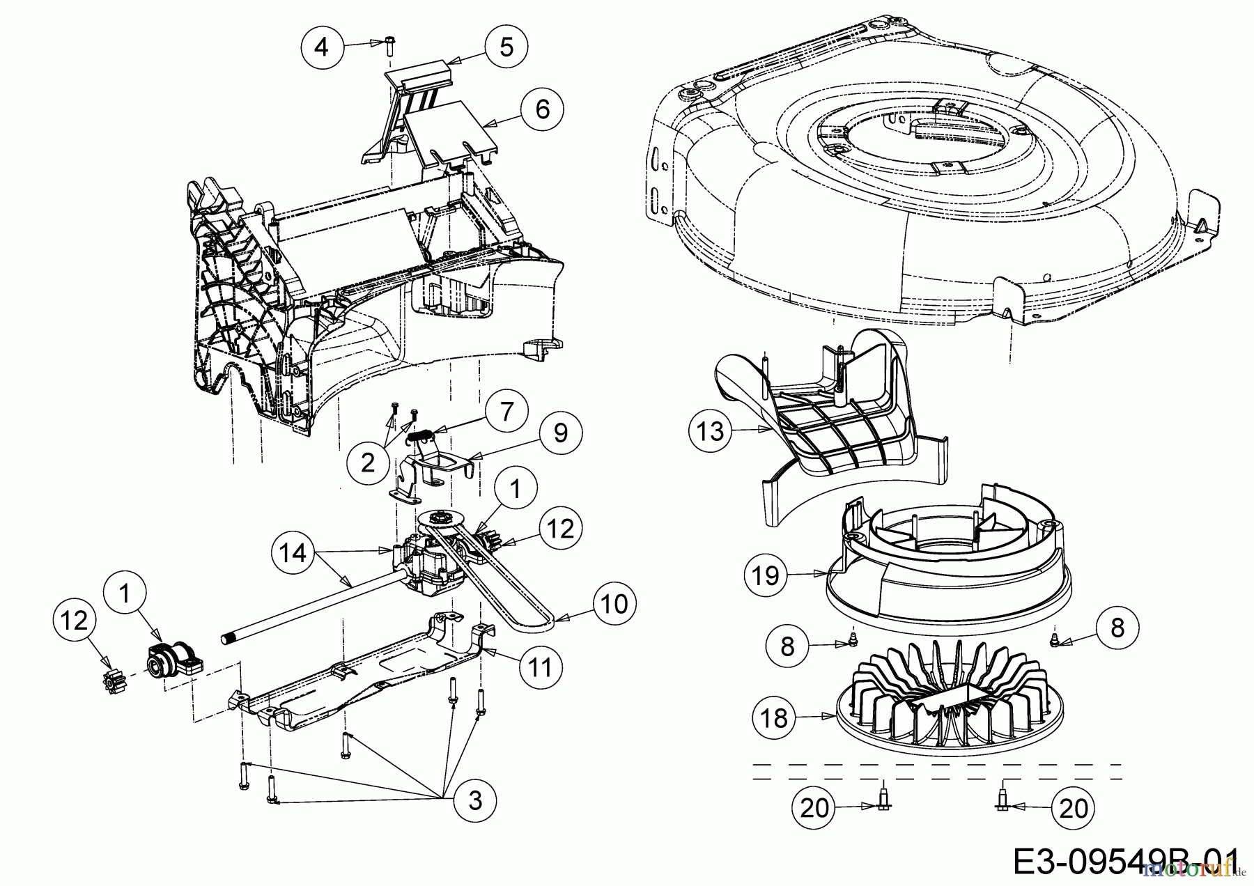 Wolf-Garten Motormäher mit Antrieb S 4600 B 12A-TR5L650 (2020) Getriebe, Keilriemen, Lüfterrad