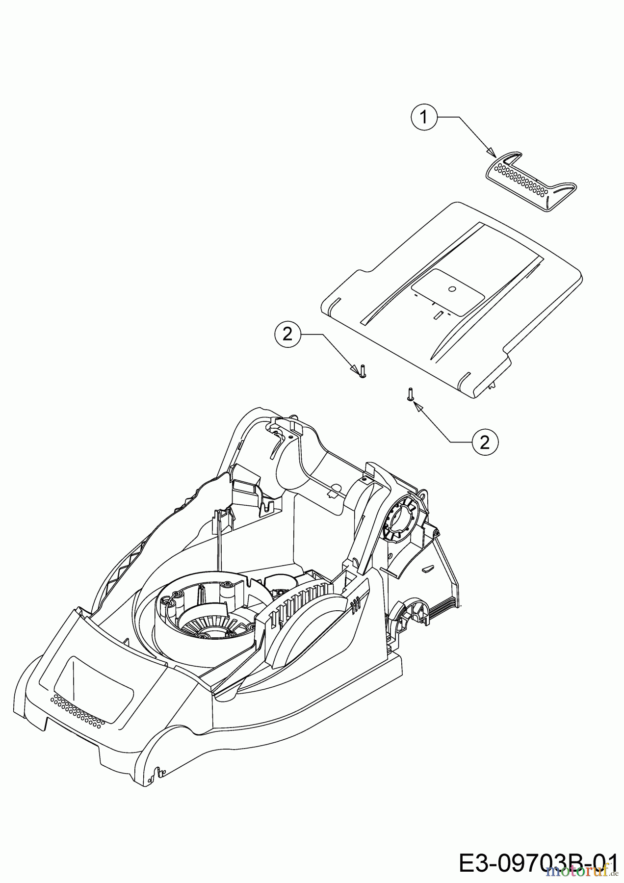 Wolf-Garten Elektromäher Expert 37 E 18BWG1H-650 (2017) Griff Heckklappe