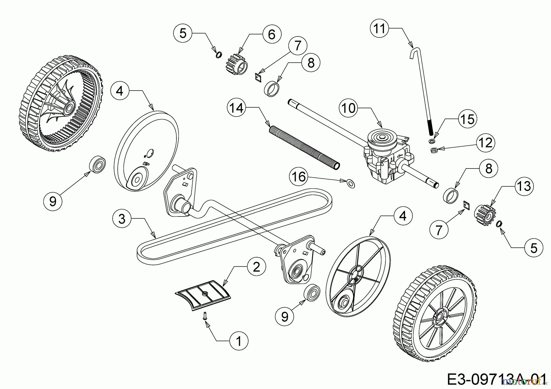  Wolf-Garten Elektromäher mit Antrieb A 400 EA 18ARMLM1650  (2020) Getriebe, Keilriemen