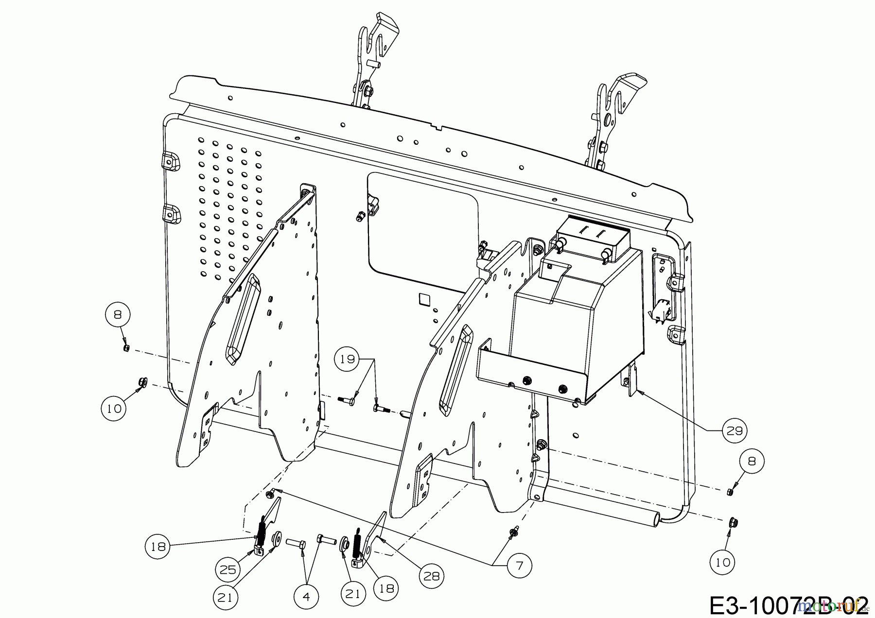 Wolf-Garten Rasentraktoren 106.230 H 13AQA1VR350 (2018) Anschlag Batterieabdeckung, Sperrklinken Grasfangsack
