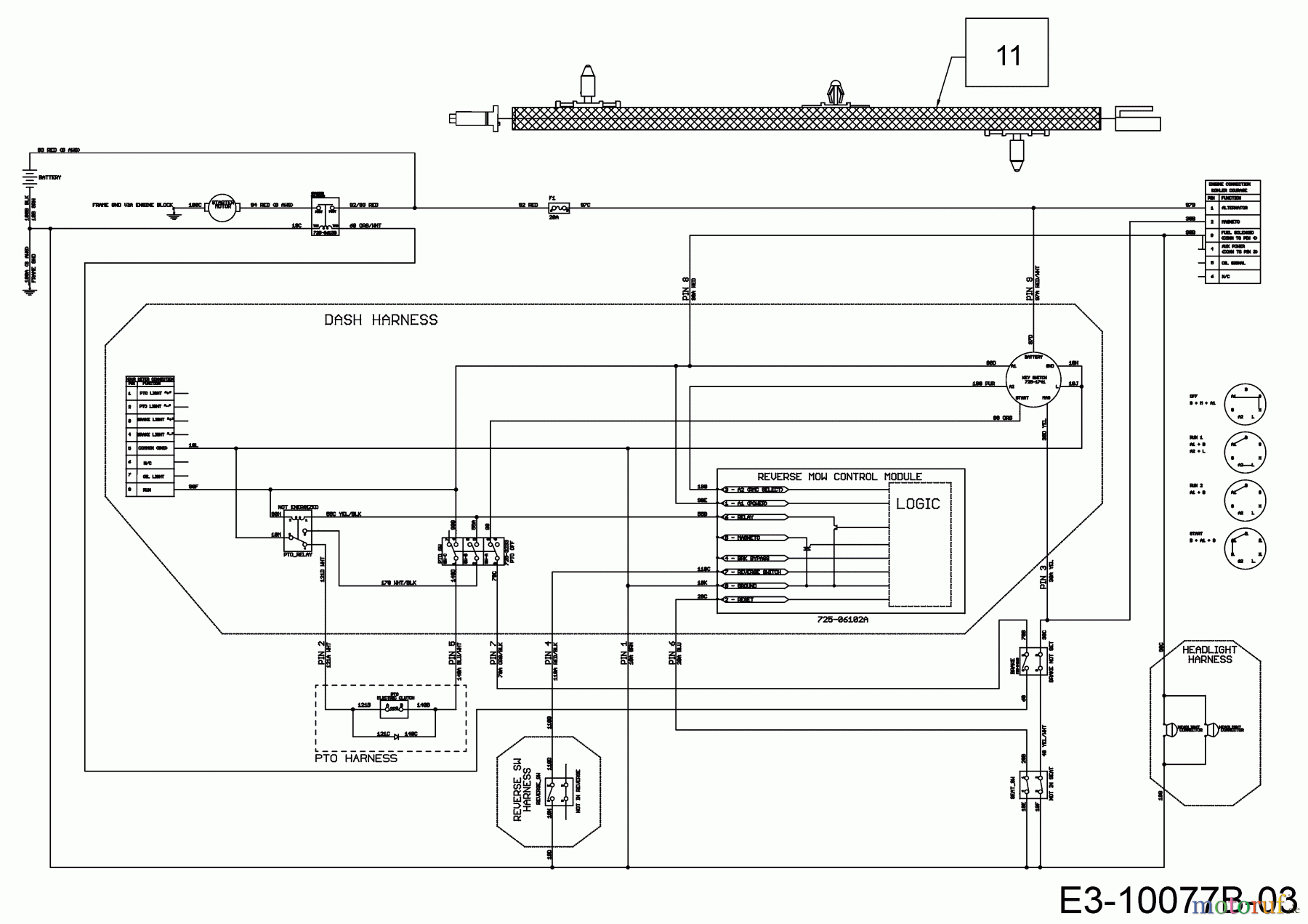Wolf-Garten Rasentraktoren 106.230 H 13AQA1VR350 (2018) Schaltplan Elektromagnetkupplung