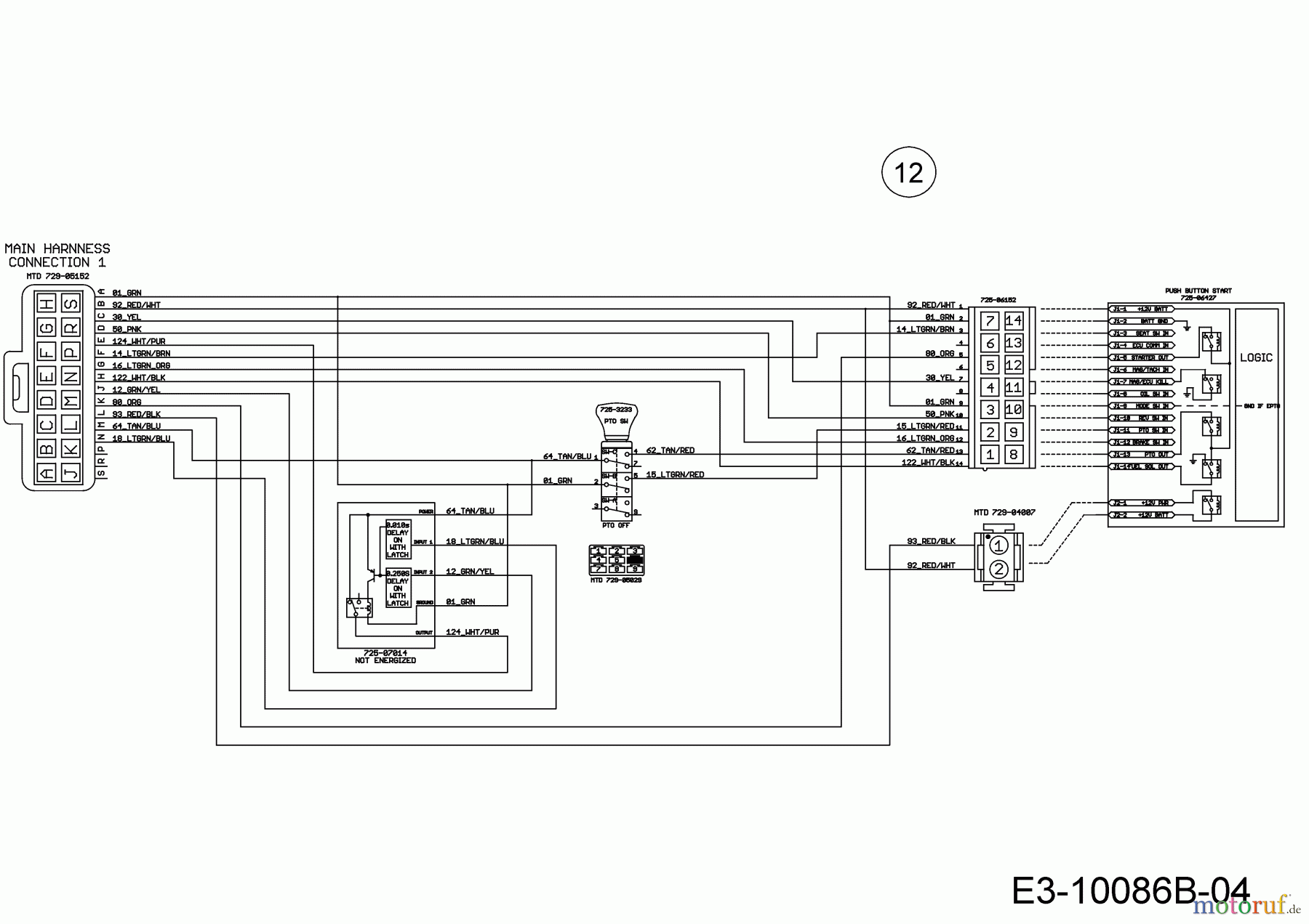 Wolf-Garten Rasentraktoren 106.220 H 13CAA1VR650 (2019) Schaltplan Elektromagnetkupplung