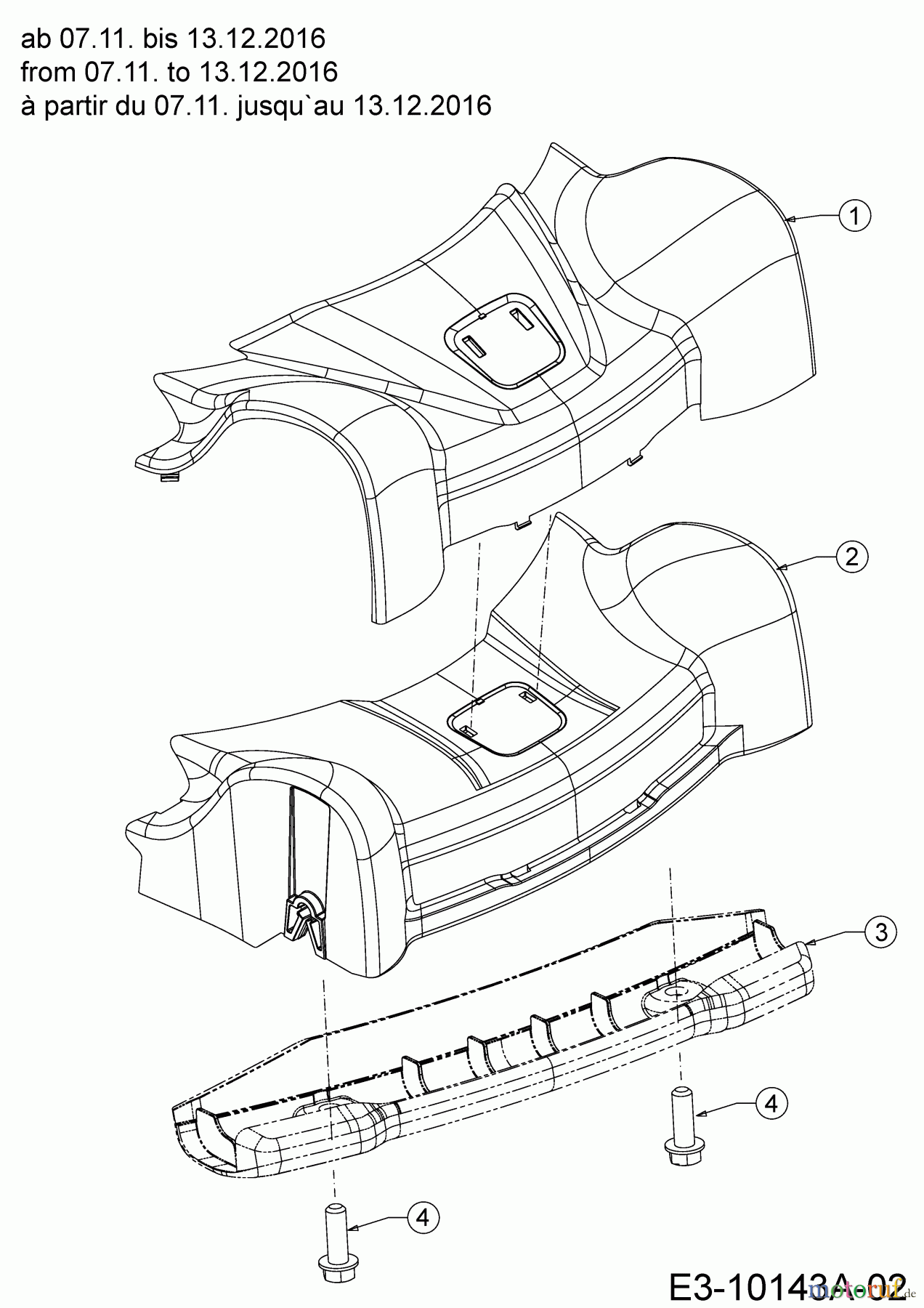 Wolf-Garten Motormäher mit Antrieb Expert 53 BA V HW 12ABPV5L650 (2017) Abdeckung Vorderachse ab 07.11. bis 13.12.2016
