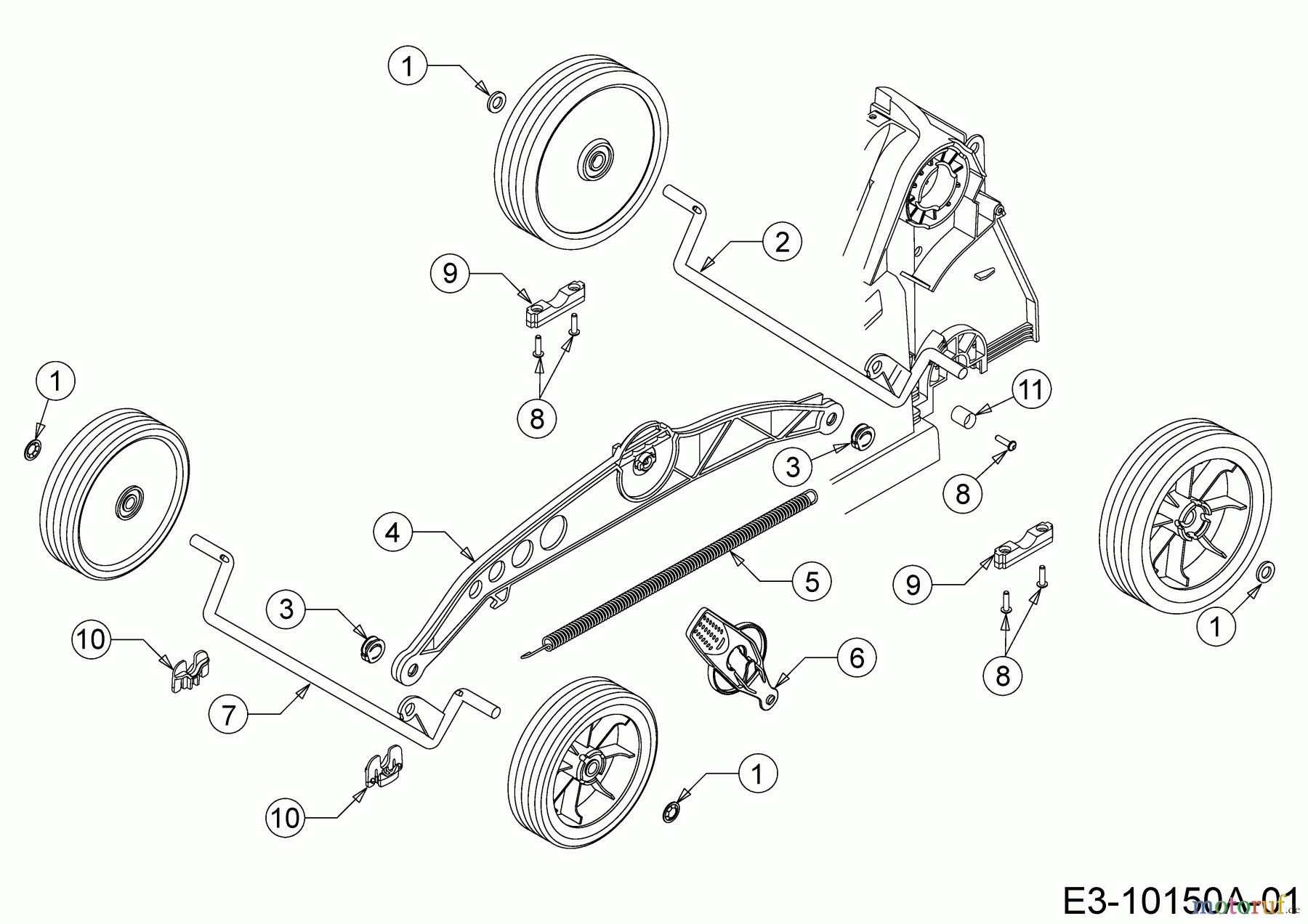 Wolf-Garten Elektromäher Expert 40 E 18DWH1K-C50 (2020) Achse, Höhenverstellung