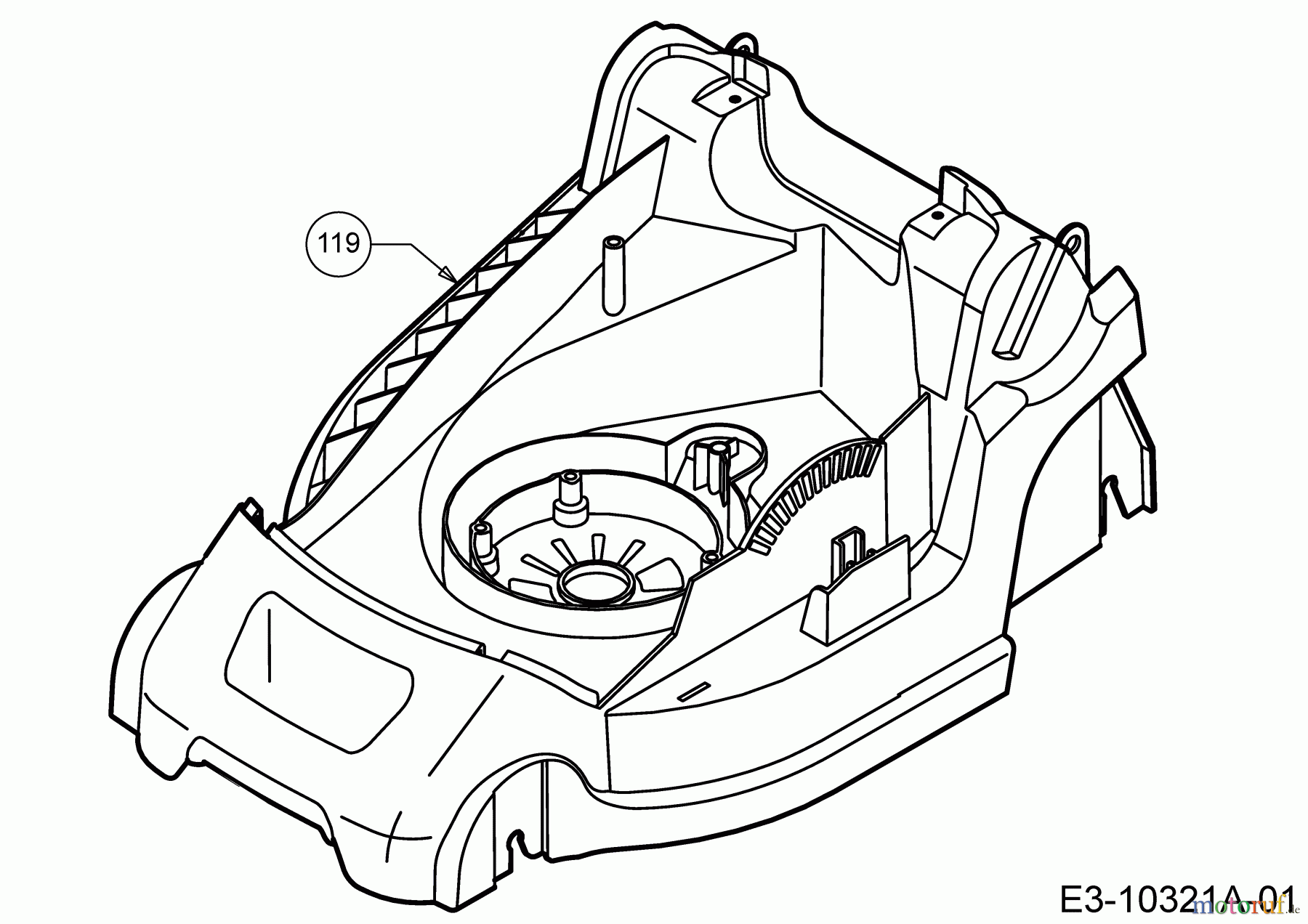 Wolf-Garten Elektromäher Blue Power 37 E 18AWG1Y1650 (2019) Mähwerksgehäuse