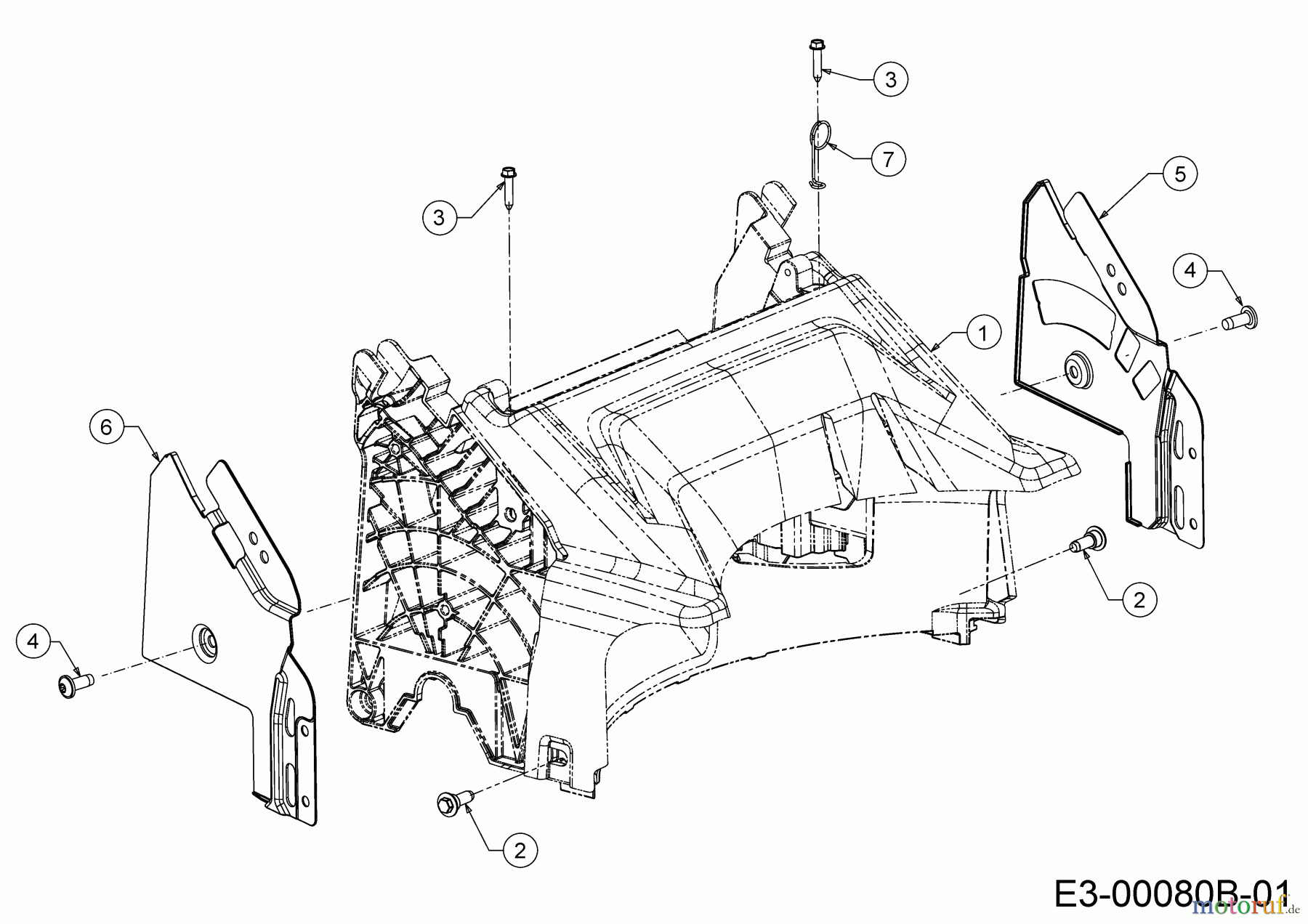Wolf-Garten Motormäher mit Antrieb A 5300 A 12D-POKC650 (2022) Abdeckung hinten, Holmbraketten