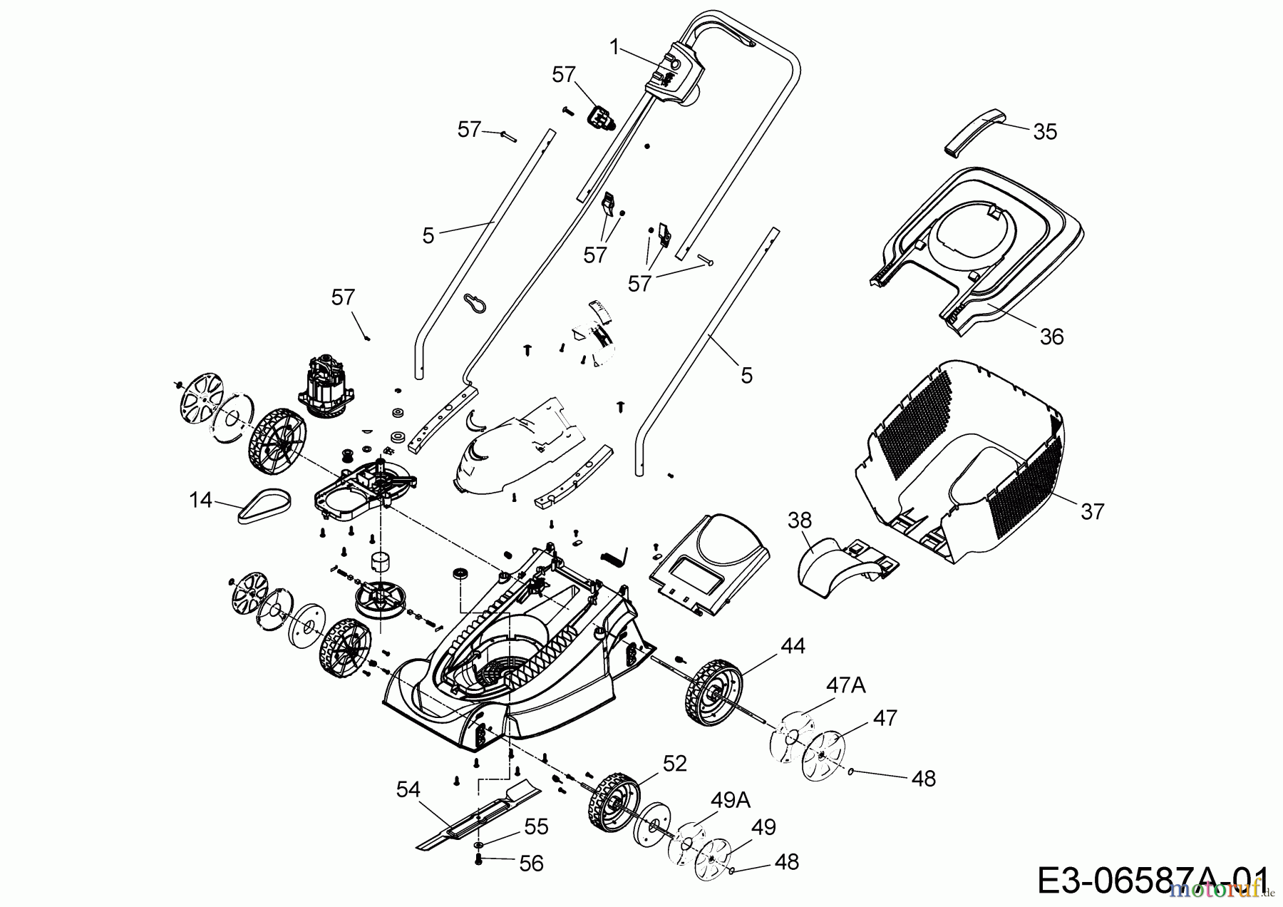  Wolf-Garten Elektromäher S 3800 E 18BCF1S-650  (2021) Grundgerät