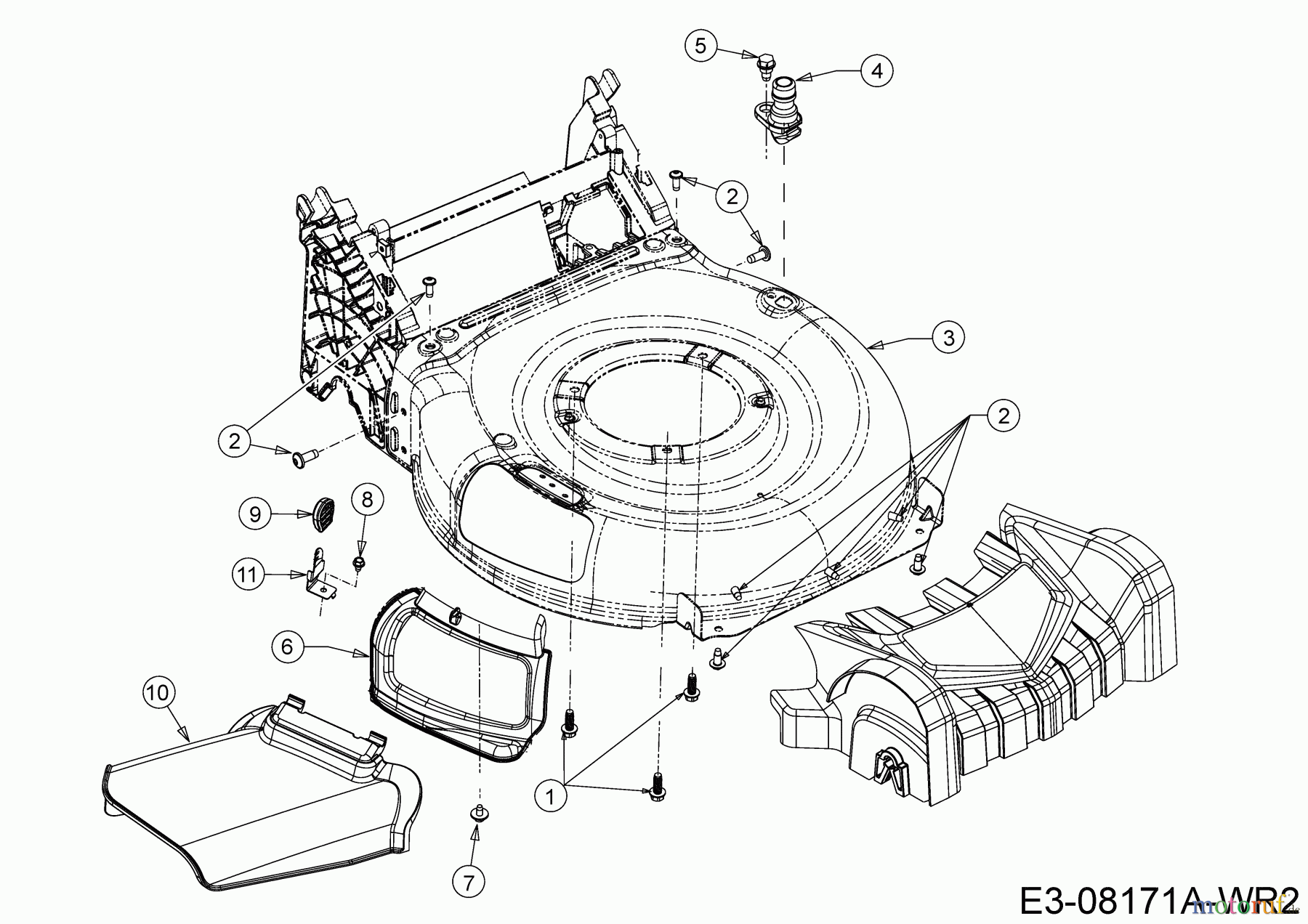 Wolf-Garten Motormäher mit Antrieb A 460 ASPHWIS 12CYTVB9650 (2021) Deflektor, Mähwerksgehäuse, Mulchklappe, Waschdüse