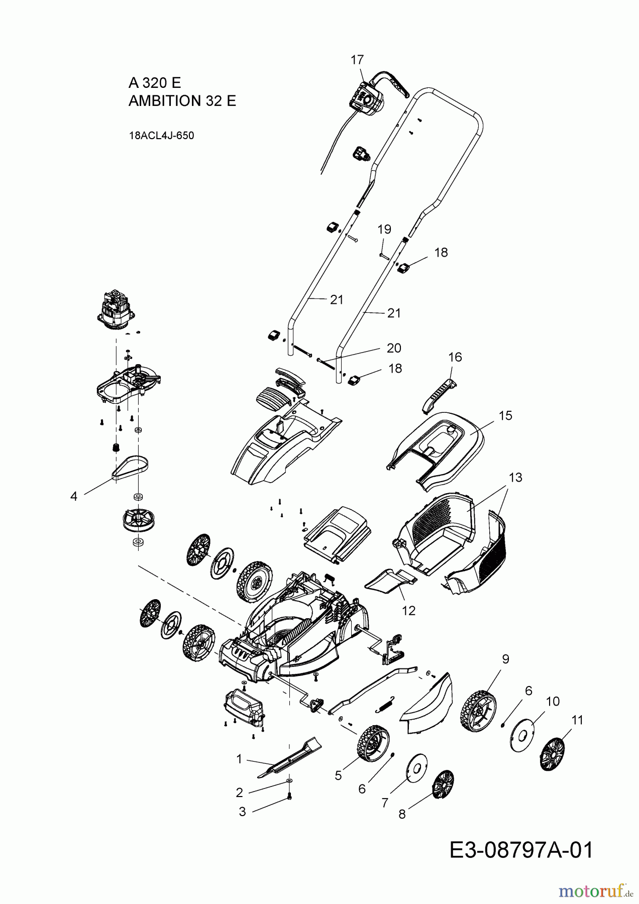 Wolf-Garten Elektromäher A 320 E 18BCL4J-650 (2023) Grundgerät