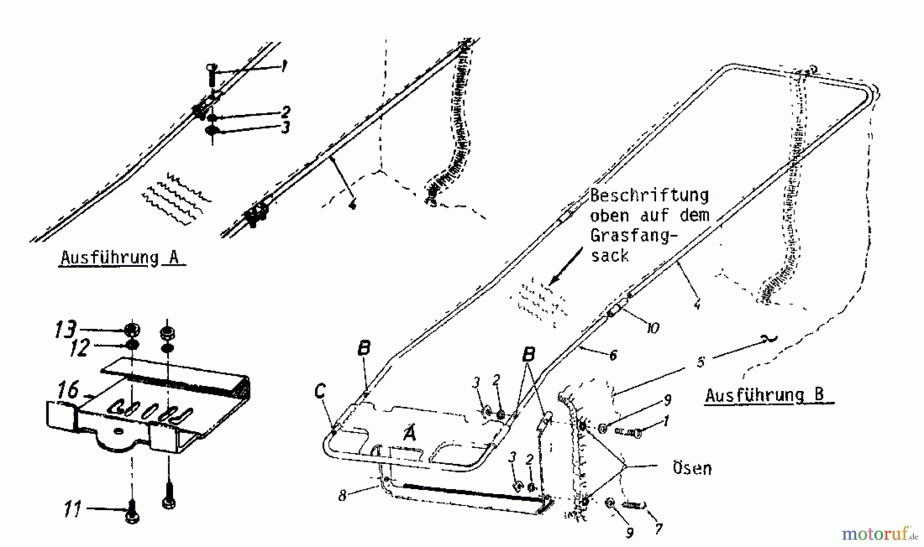 MTD Zubehör Zubehör Rasenmäher Grasfangvorrichtung 003 - für Seitenauswerfer 19X-0030 (1985) Grasfangkorb