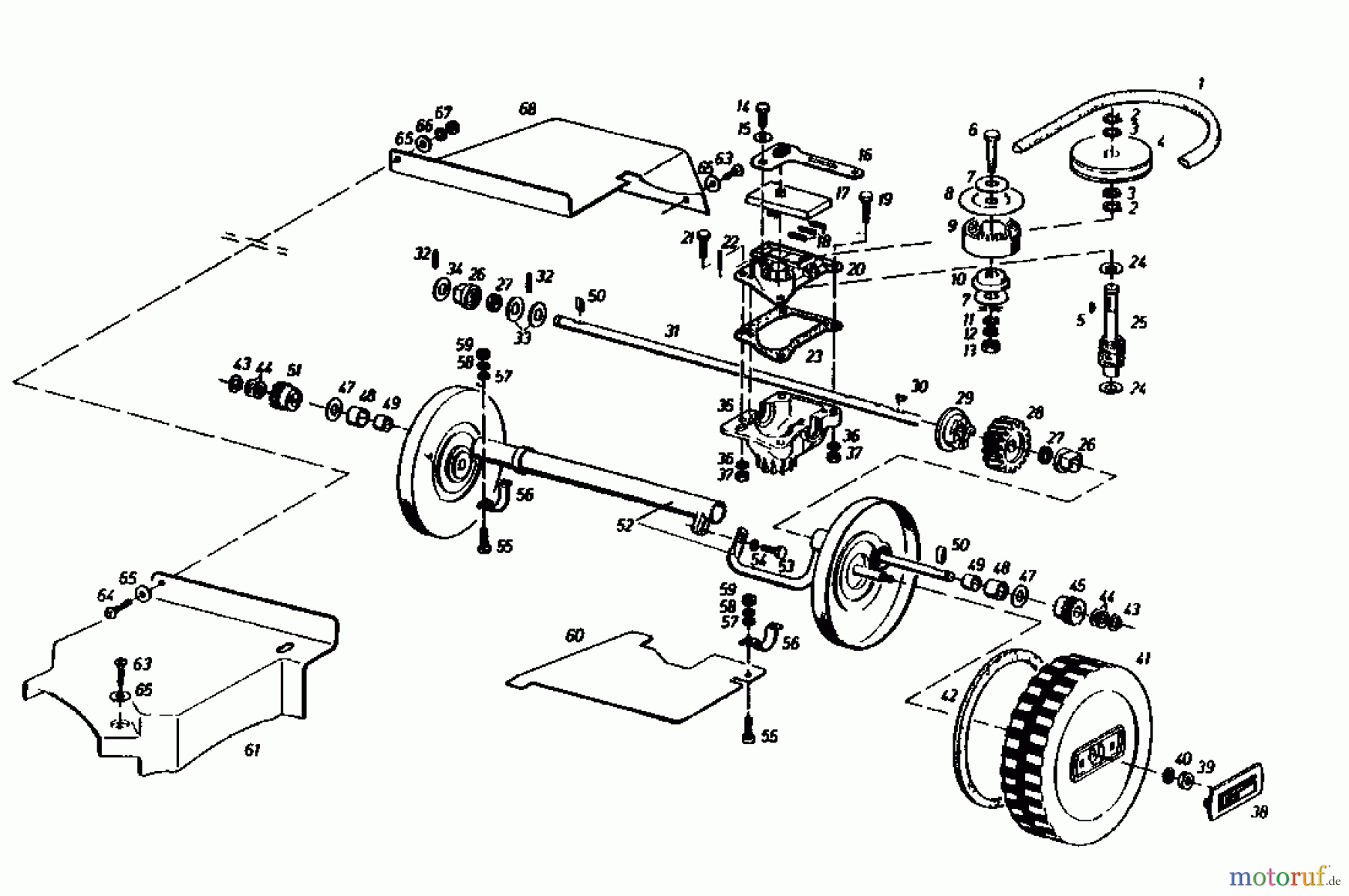 Gutbrod Motormäher mit Antrieb HB 55 R 02882.03 (1985) Getriebe, Räder