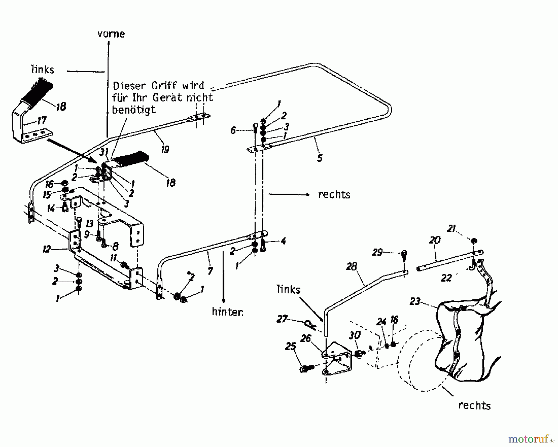 MTD Zubehör Zubehör Garten- und Rasentraktoren Grasfangvorrichtung für Seitenauswerfer nur mit Anhängekupplung 190-0150 (1987) Grasfangkorb