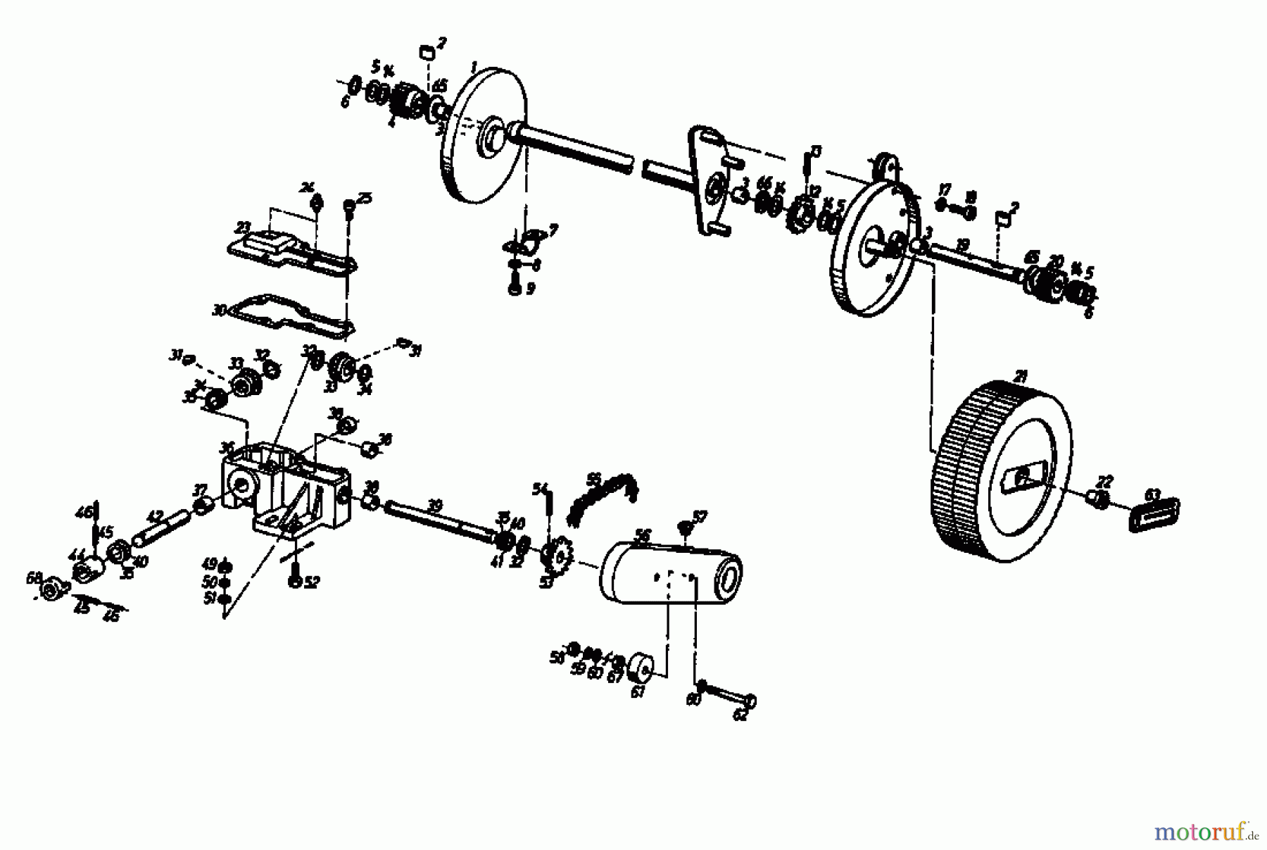 Gutbrod Motormäher mit Antrieb HB 45 REL 02885.02 (1987) Getriebe, Räder