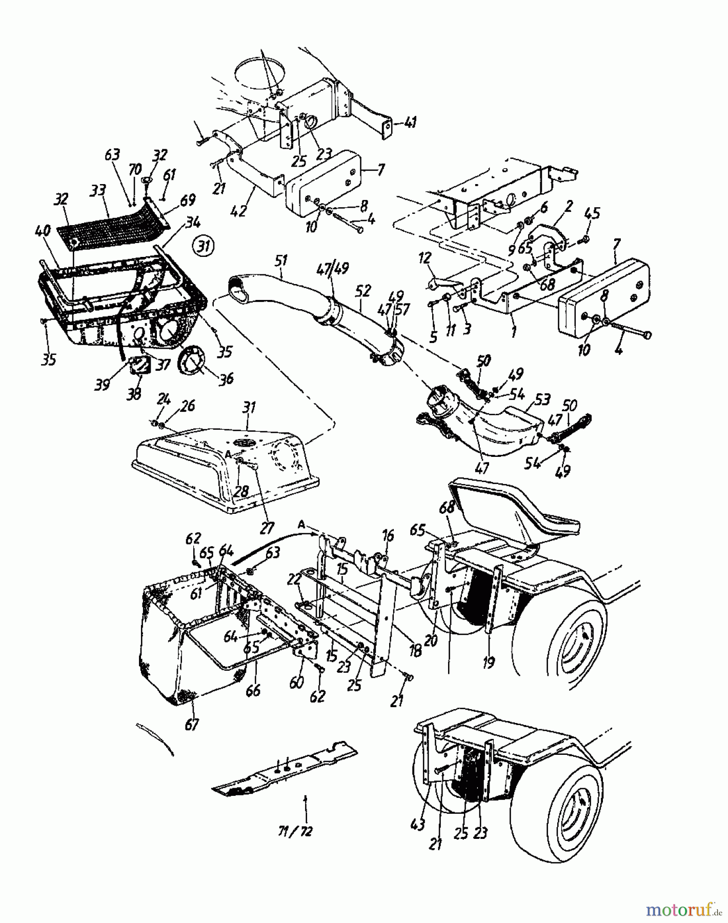 MTD Zubehör Zubehör Garten- und Rasentraktoren Grasfangvorrichtung für 600 Serie Kastenrahmen mit Mähwerk G (42