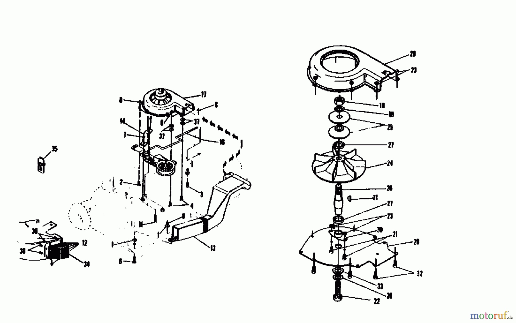 MTD Zubehör Zubehör Garten- und Rasentraktoren Gebläsevorrichtung GFEL 100-12 04015.05 (1992) Gebläsevorrichtung