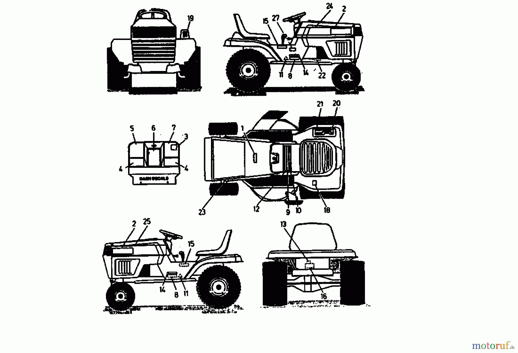 Golf Rasentraktoren SPIDER 270 SD 4 04015.08 (1992) Beschilderung