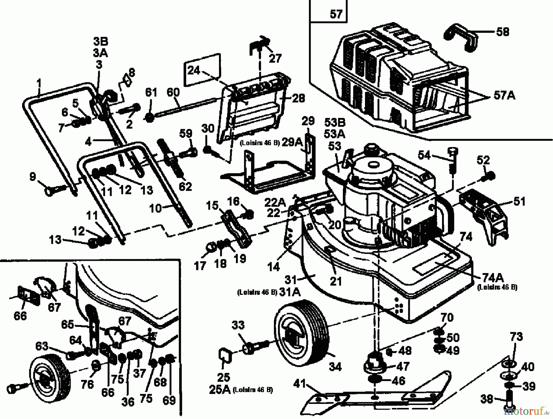 Verts Loisirs Motormäher Loisirs 46 B 02813.02 (1992) Grundgerät