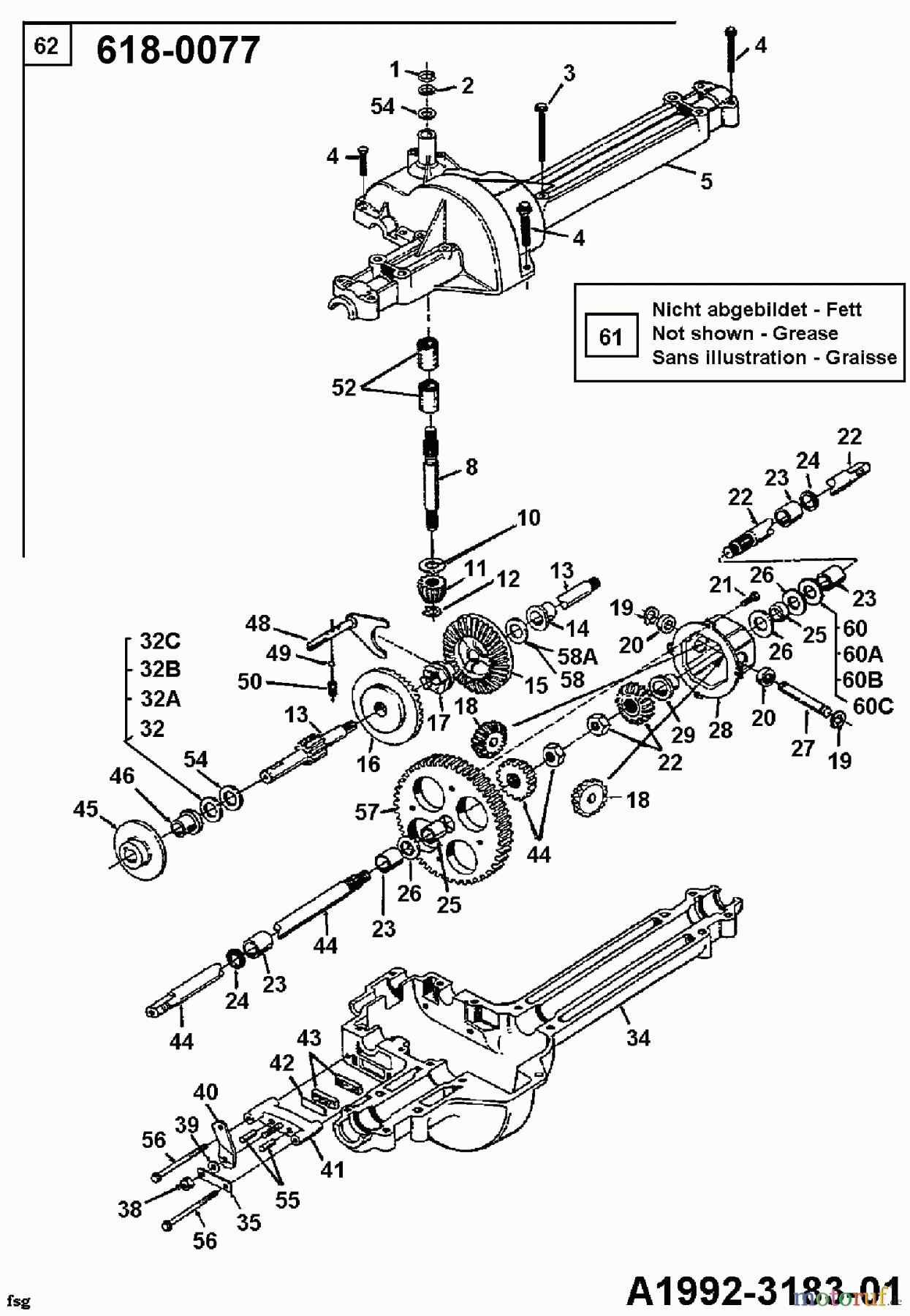 Motec Rasentraktoren GT 12 LR 132-451E632 (1992) Getriebe 618-0077