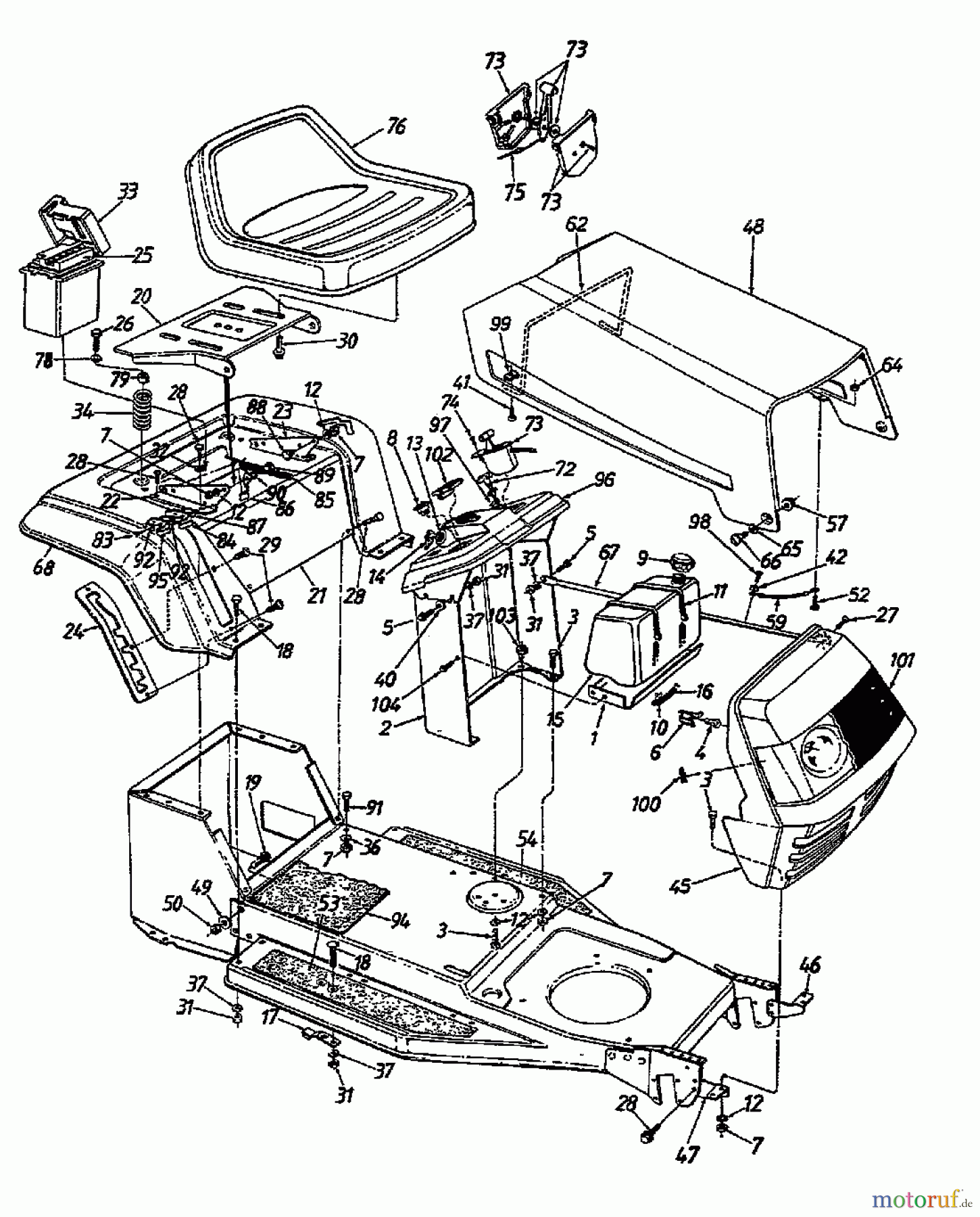 Gardol Rasentraktoren 12/36 133I471E668 (1993) Armaturenbrett, Motorhaube 1-Style, Sitzwanne