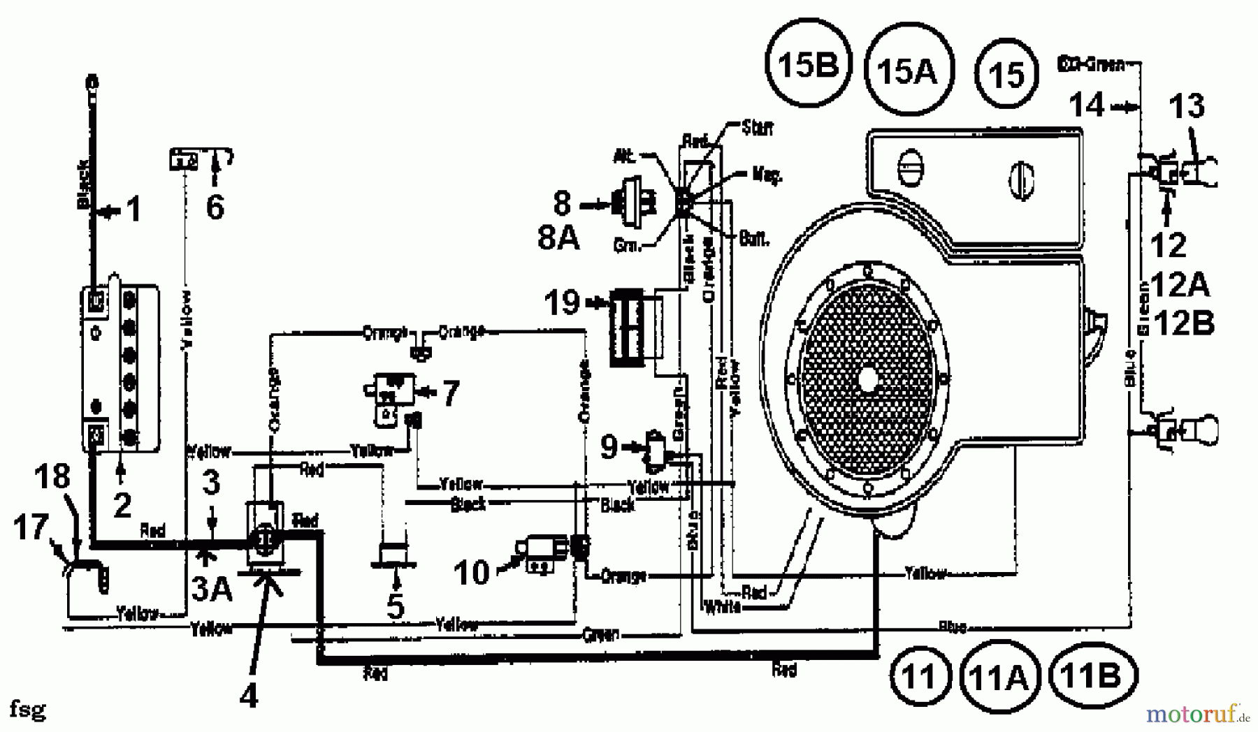 Motec Rasentraktoren GT 12 LR 132-451E632 (1992) Schaltplan Einzylinder