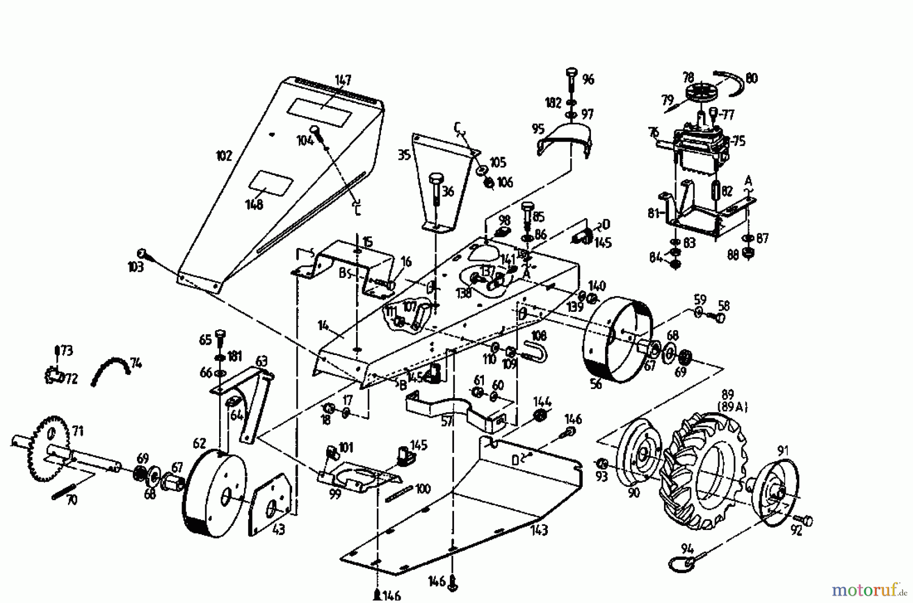 Golf Balkenmäher 370 BMR 4 07510.05 (1993) Fahrantrieb, Räder