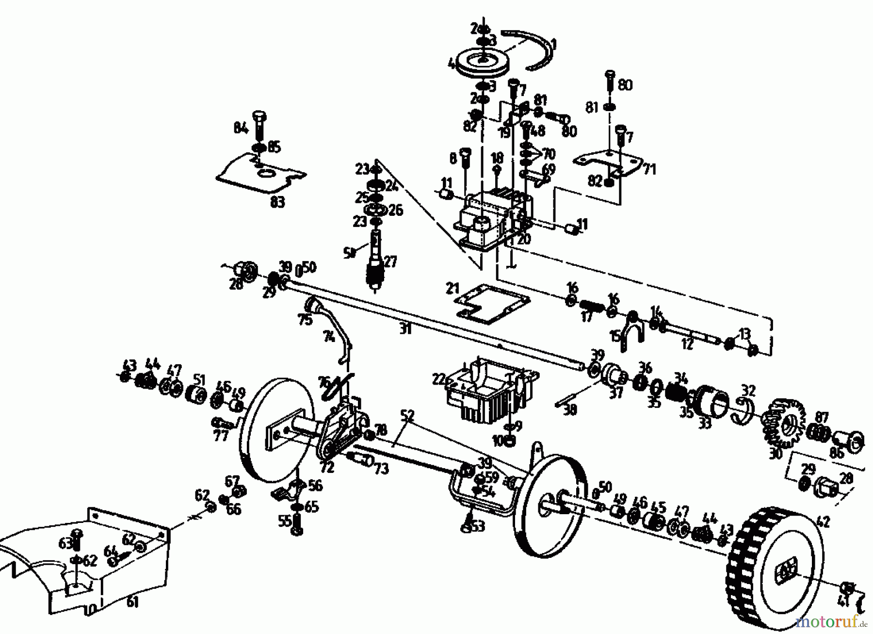 Gutbrod Motormäher mit Antrieb MH 454 R 04006.04 (1993) Getriebe
