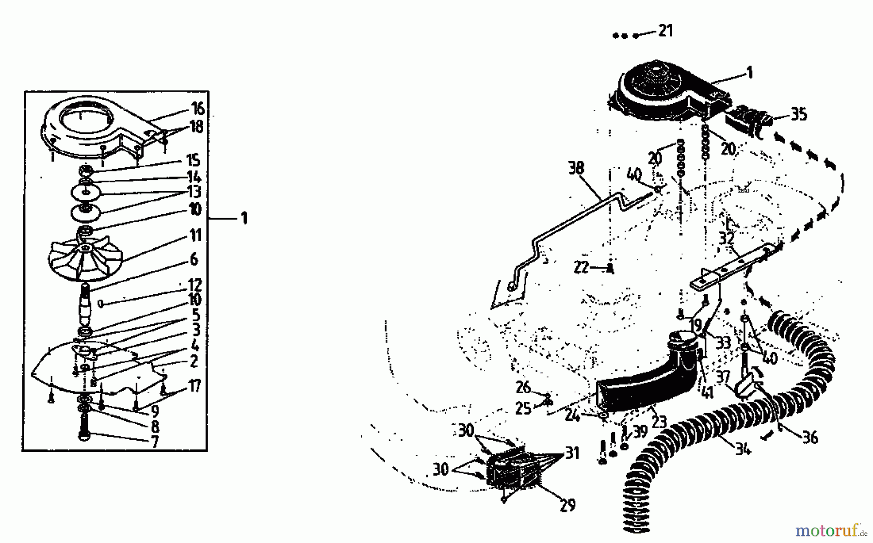 MTD Zubehör Zubehör Garten- und Rasentraktoren Gebläsevorrichtung GFEL 100-12 04015.05 (1992) Gebläsevorrichtung