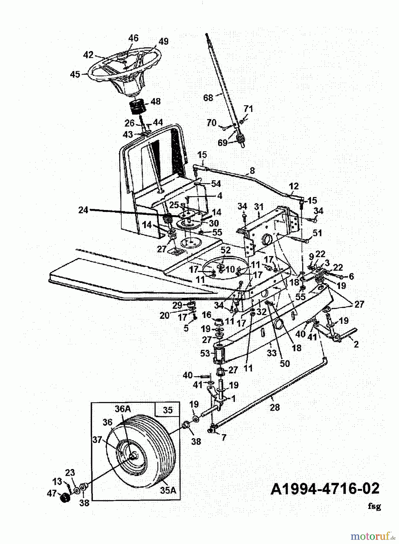 Florica Rasentraktoren Rasentrac Florica 134C352D638 (1994) Vorderachse