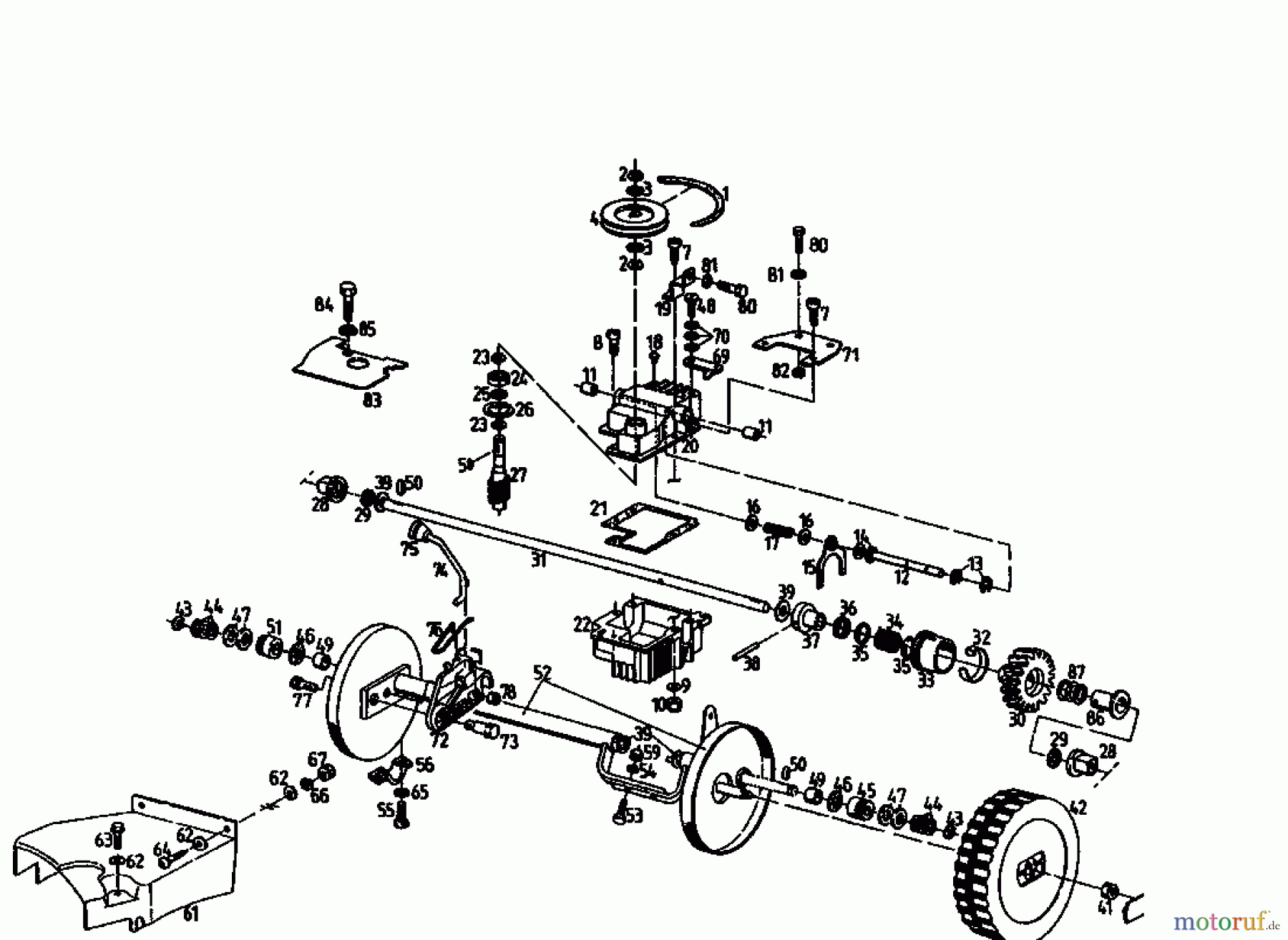 Gutbrod Motormäher mit Antrieb MH 454 RB 04006.07 (1994) Getriebe, Räder